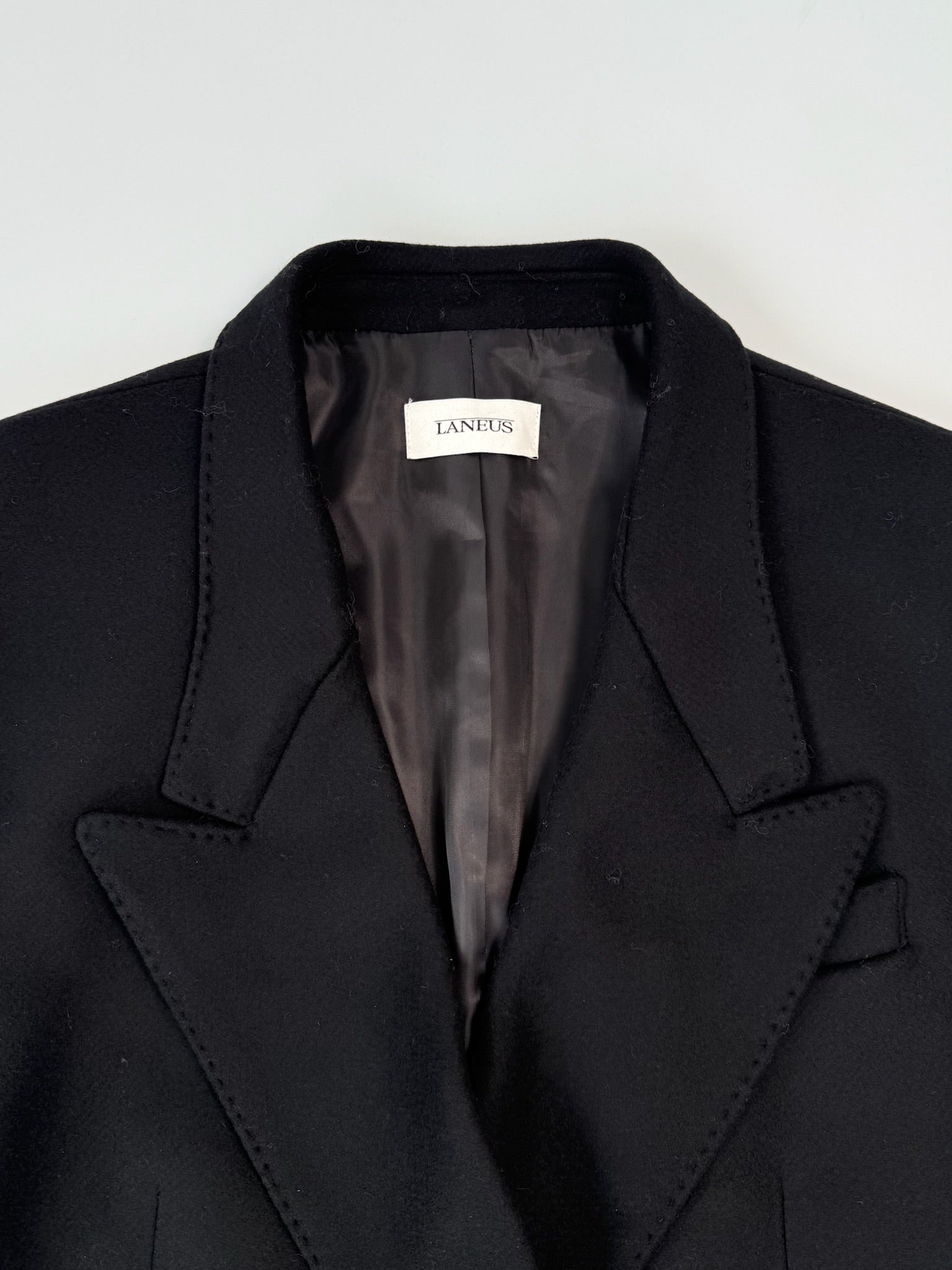 Black Double Breasted Blazer With Peak Lapel