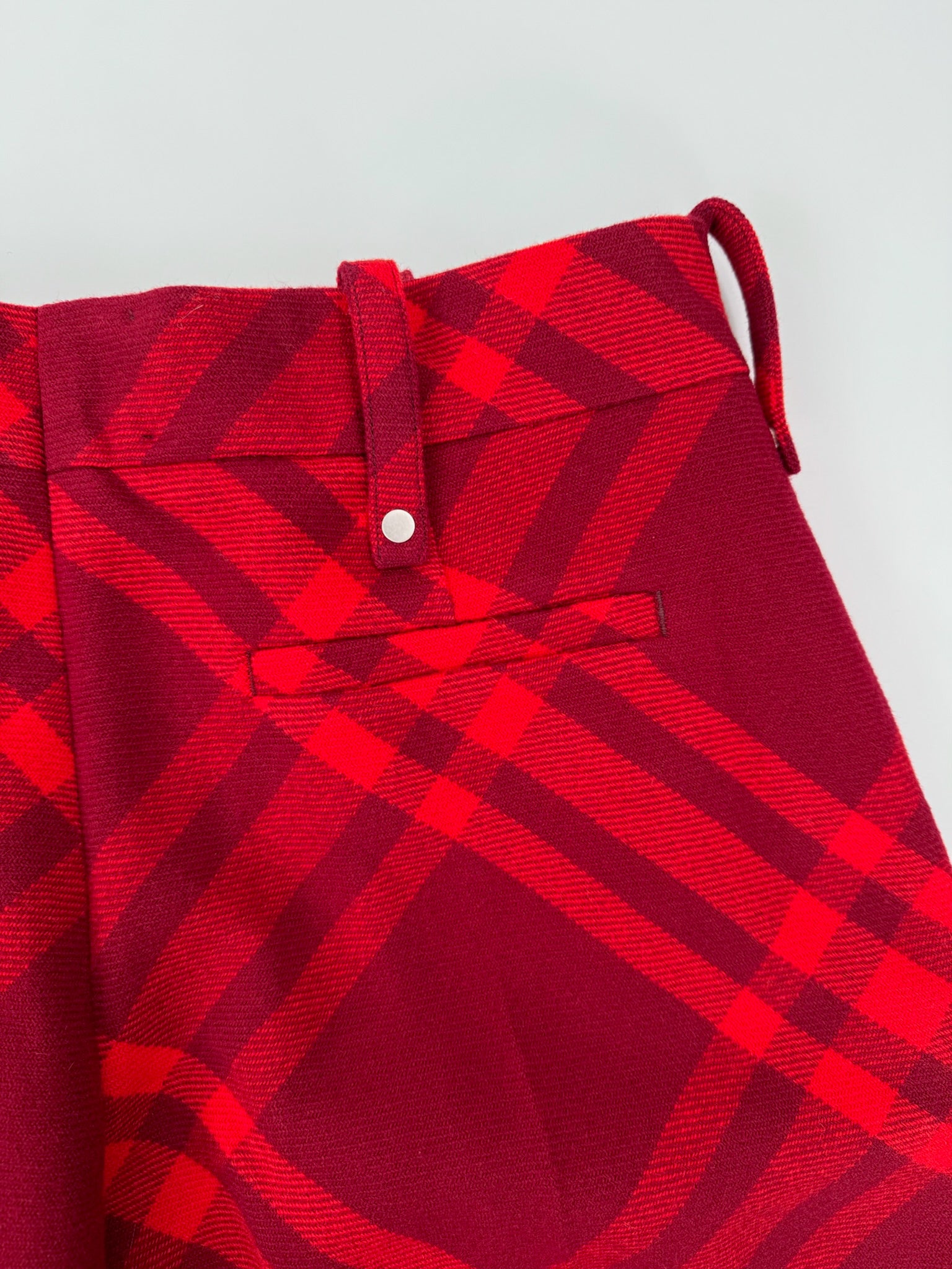 Pantaloni Rossi A Quadri Con Zip