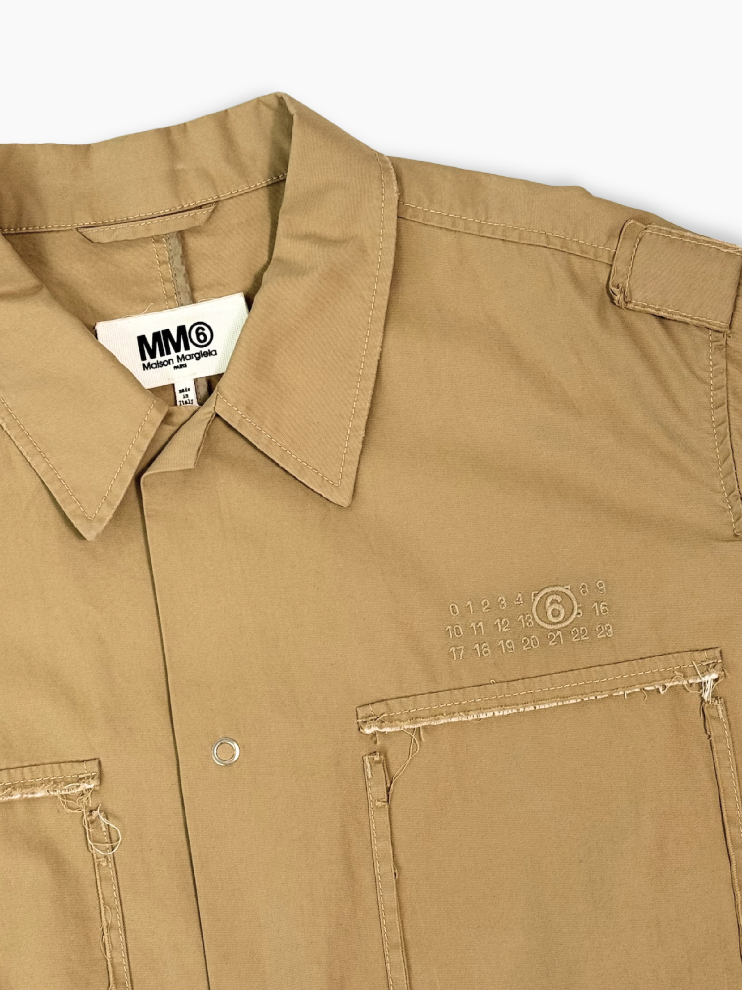 Camicia Beige Con Tasche Frontali