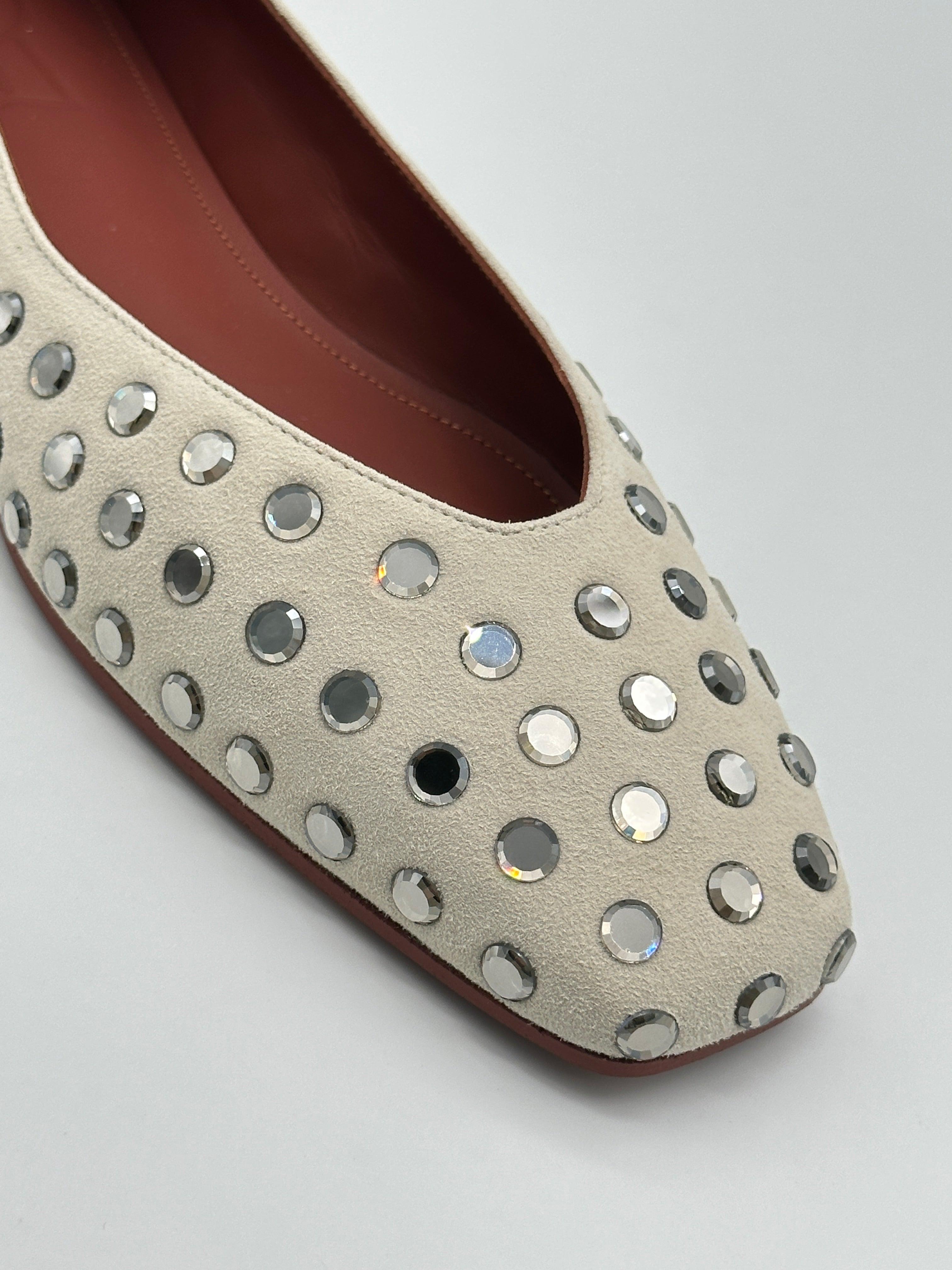 Roberta Crystal Suede Ballet Flats