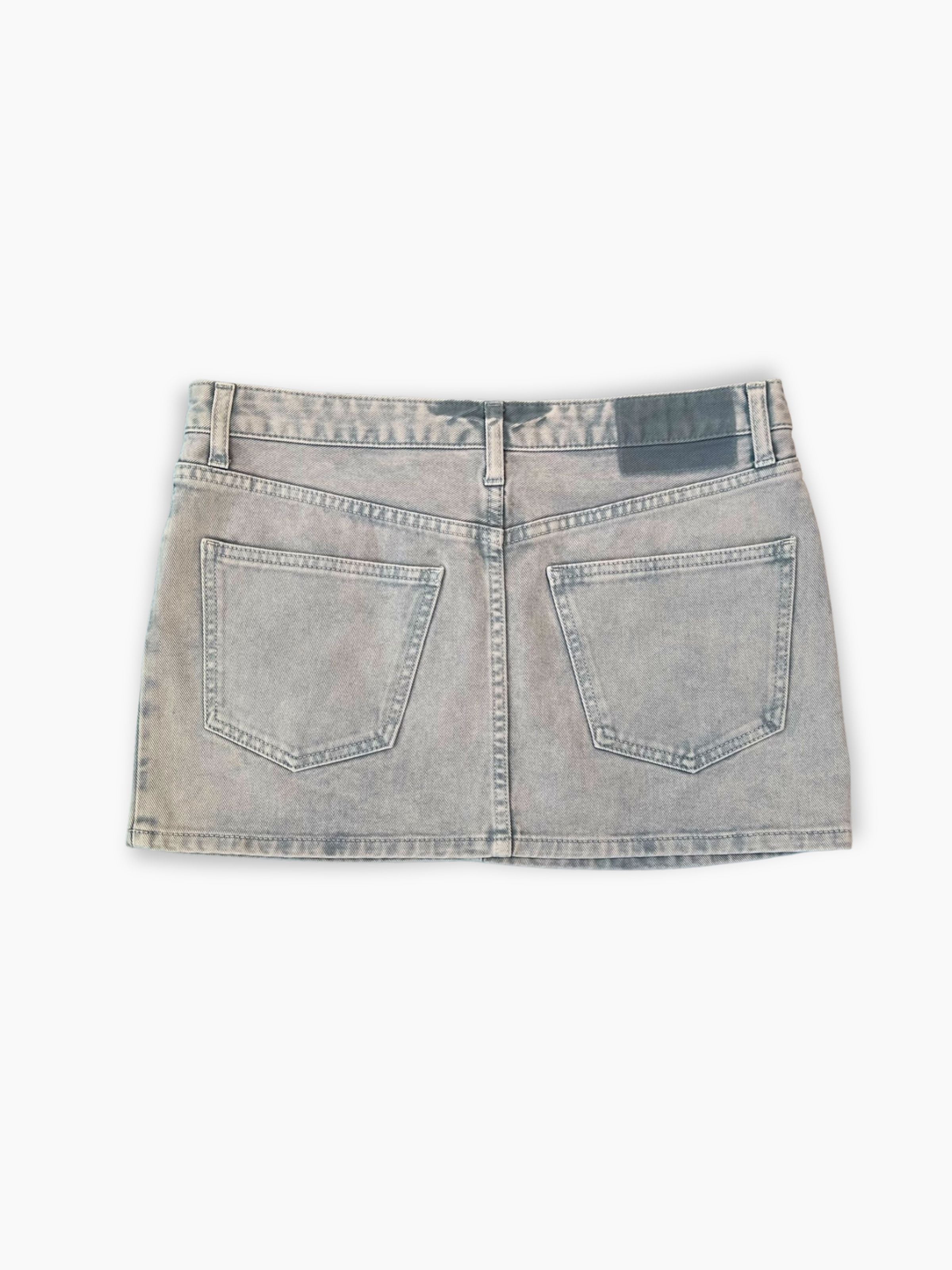 Faded Grey Denim Mini Skirt