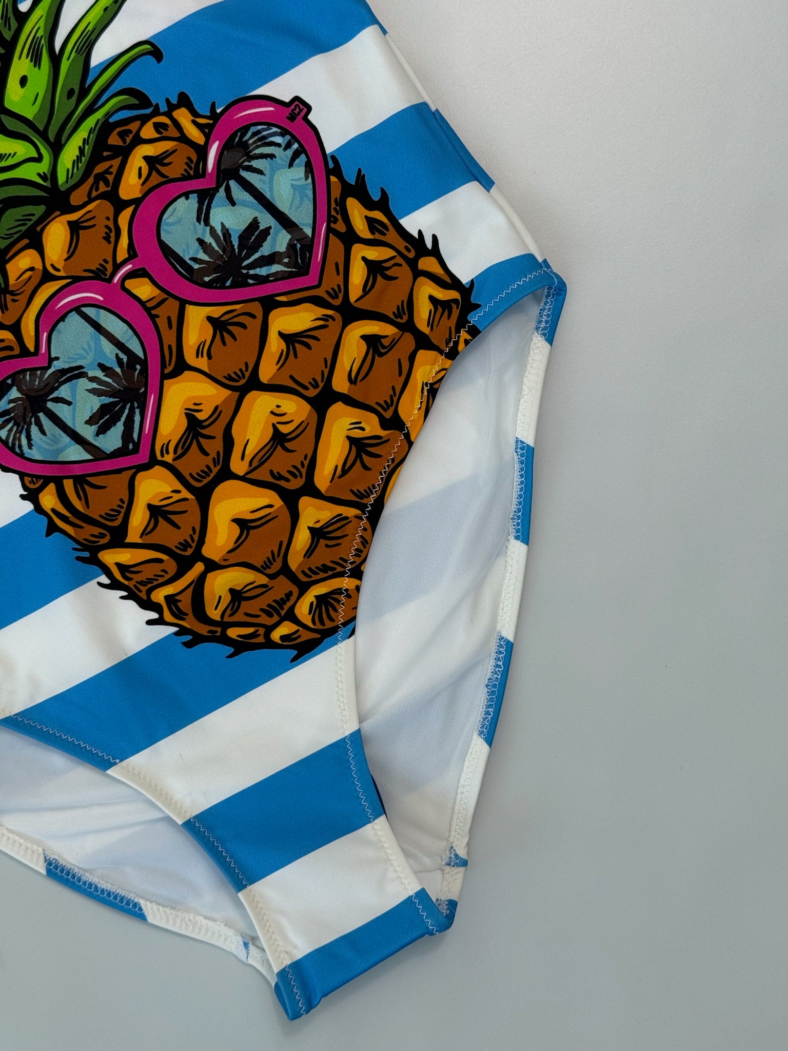Costume Intero A Righe Con Stampa Ananas