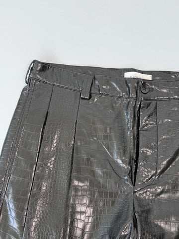 Pantaloni In Eco-Pelle Con Pinces