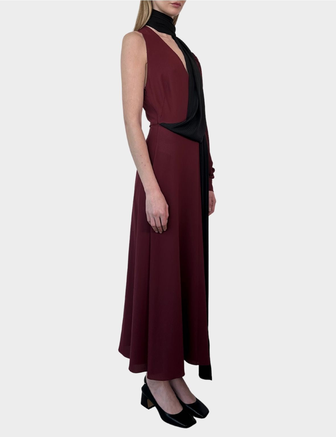 Long Asymmetrical Two-Tone Dress