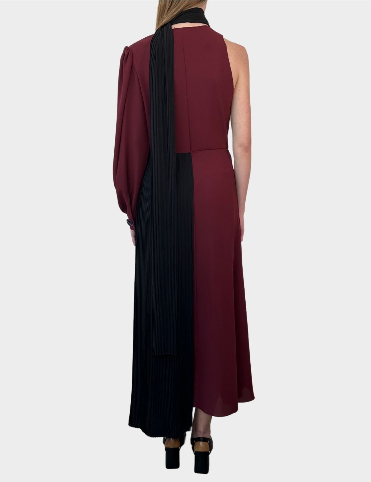 Long Asymmetrical Two-Tone Dress