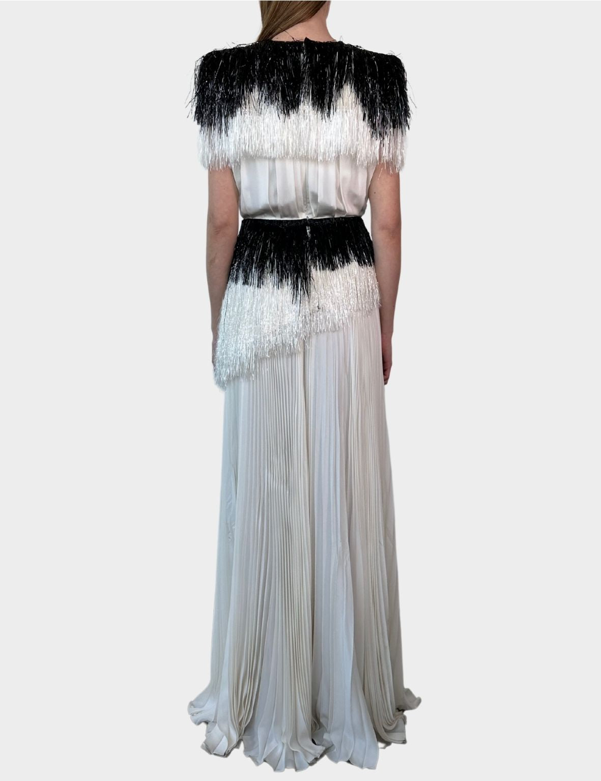 Long Pleated Dress With Fringes
