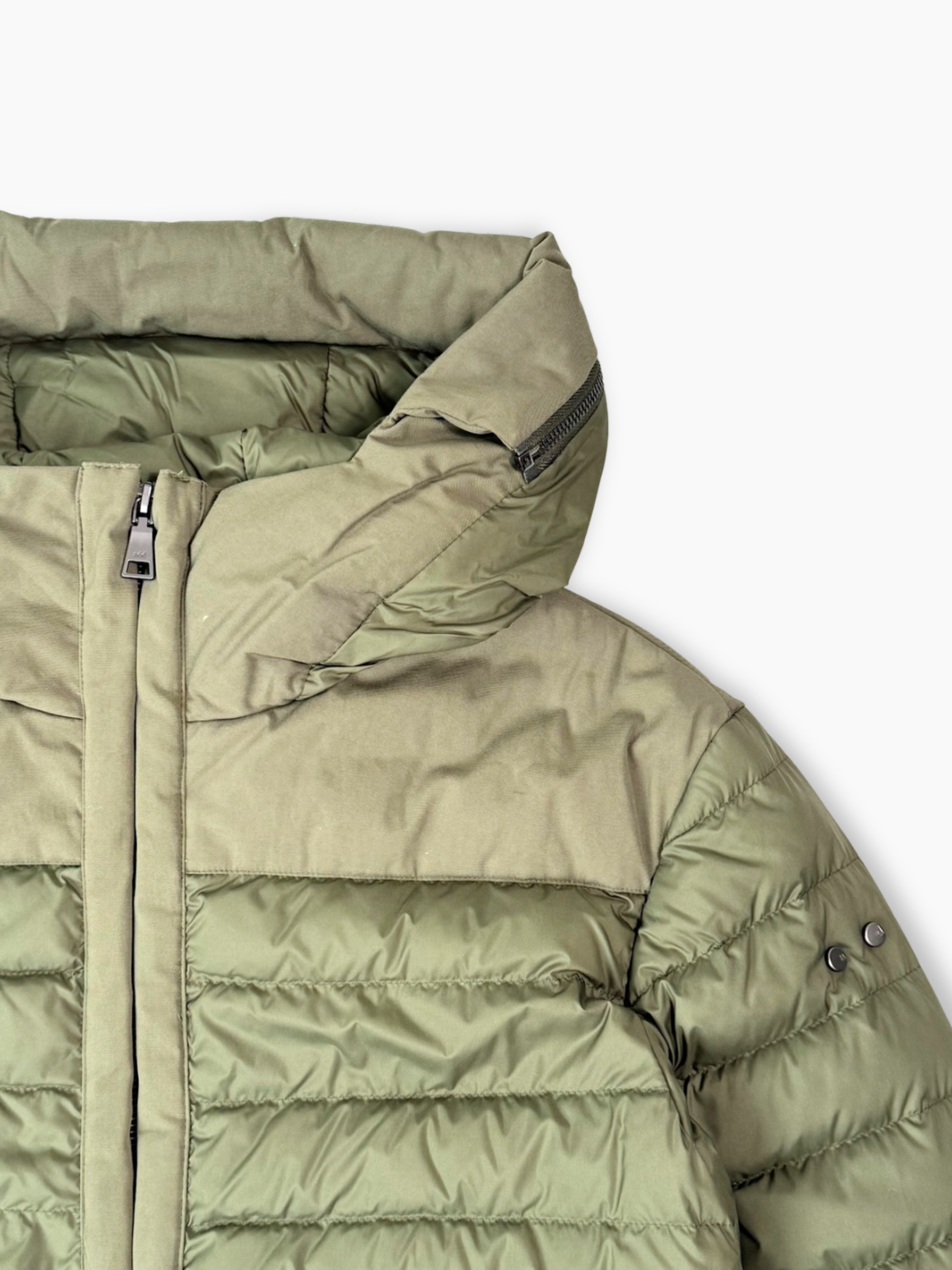 Piumino Verde Militare Con Inserti Tecnici