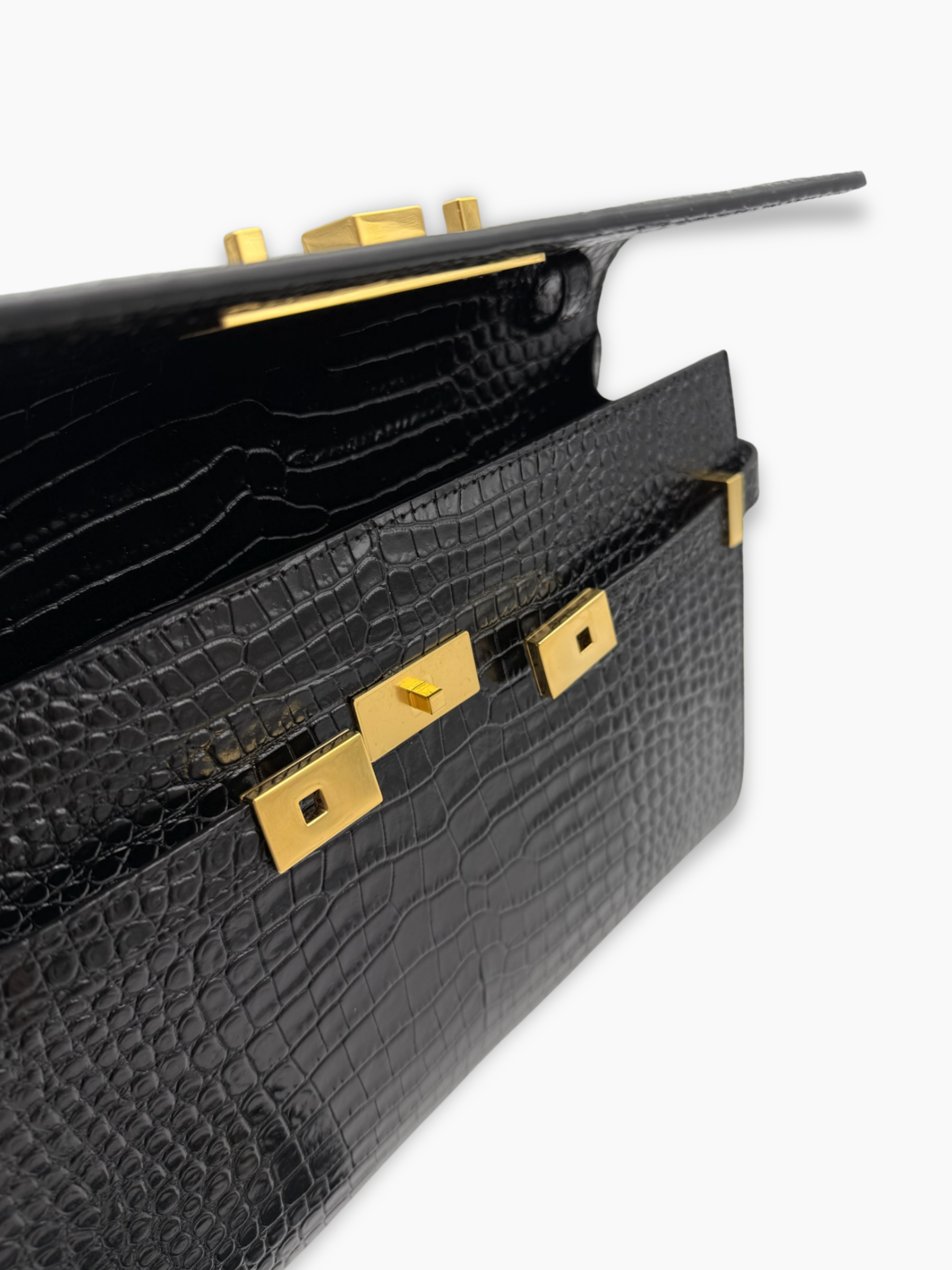 Borsa Manhattan In Pelle Nera Cocco