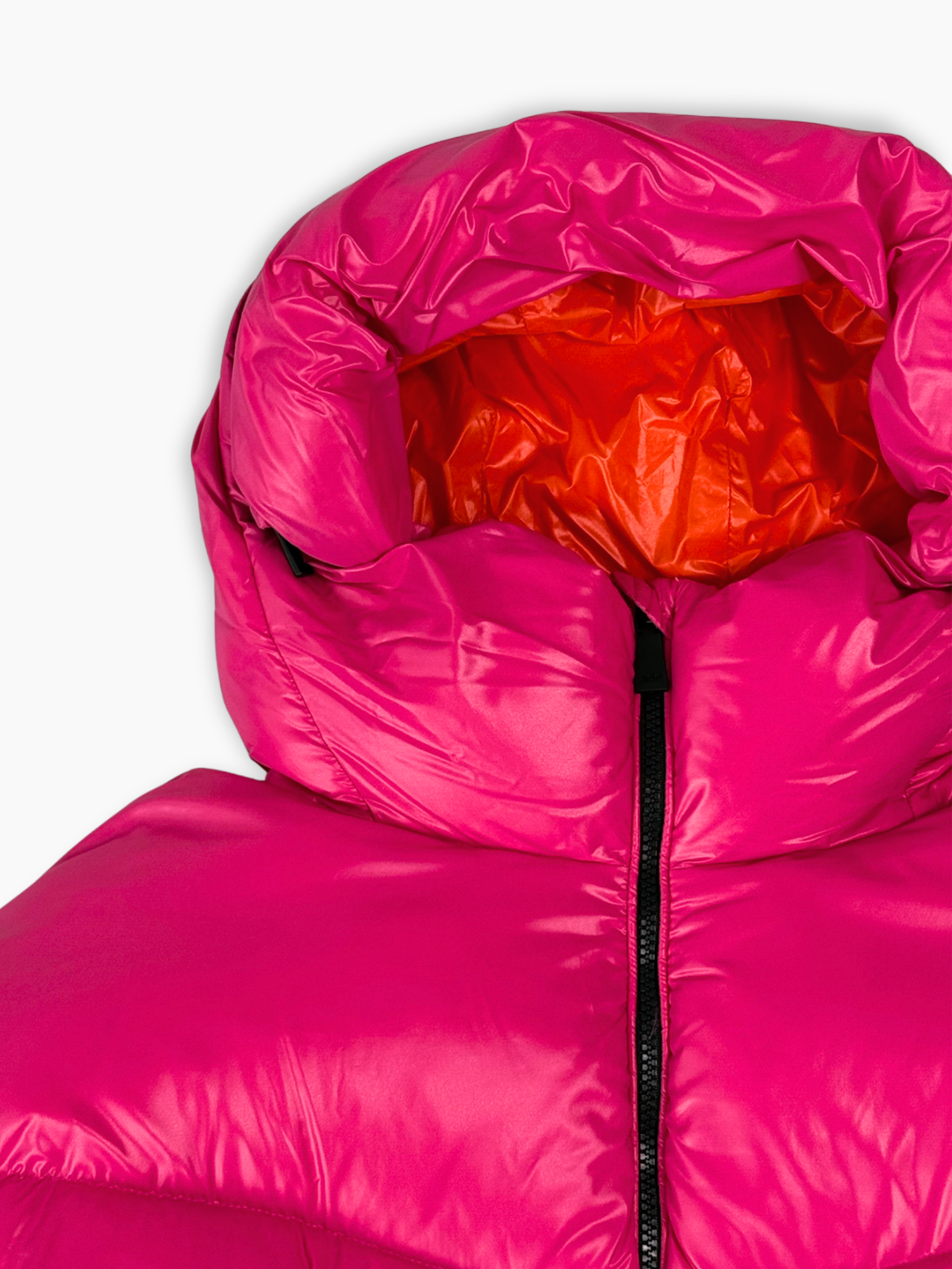 Piumino Corto Fucsia e Interno Arancione