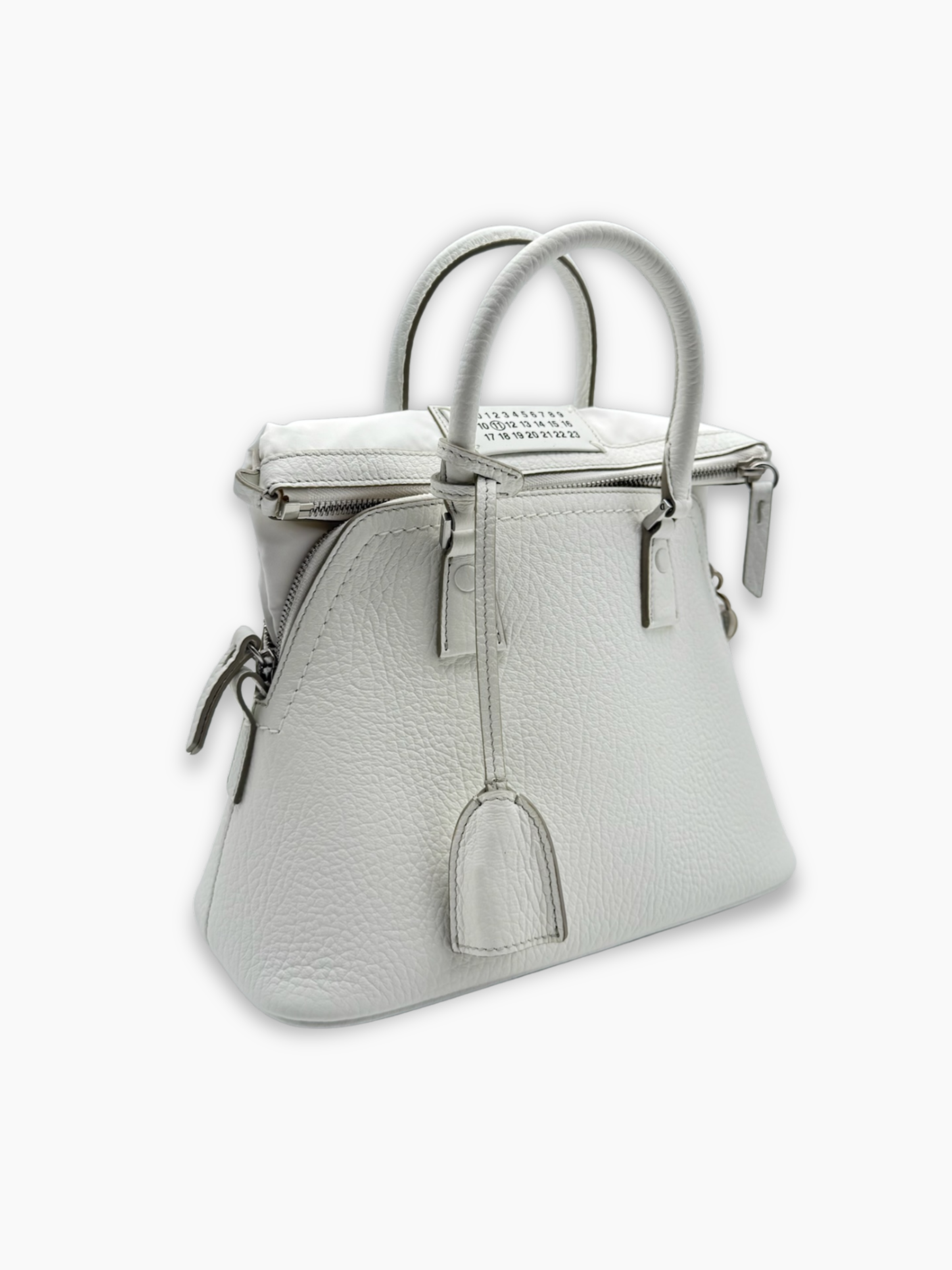 White Leather Bag with Handles
