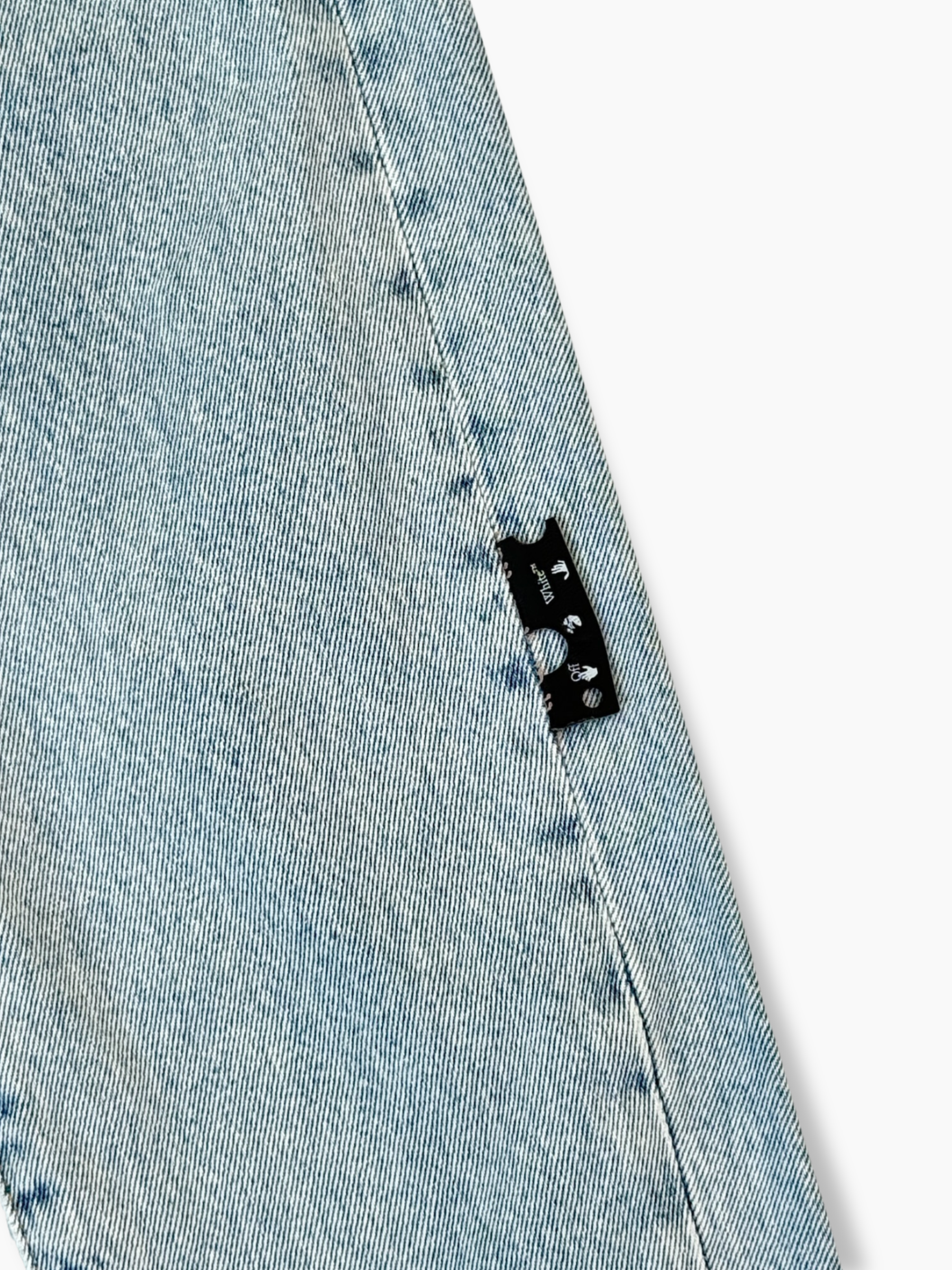 Jeans Azzurri Con Vita Arricciata