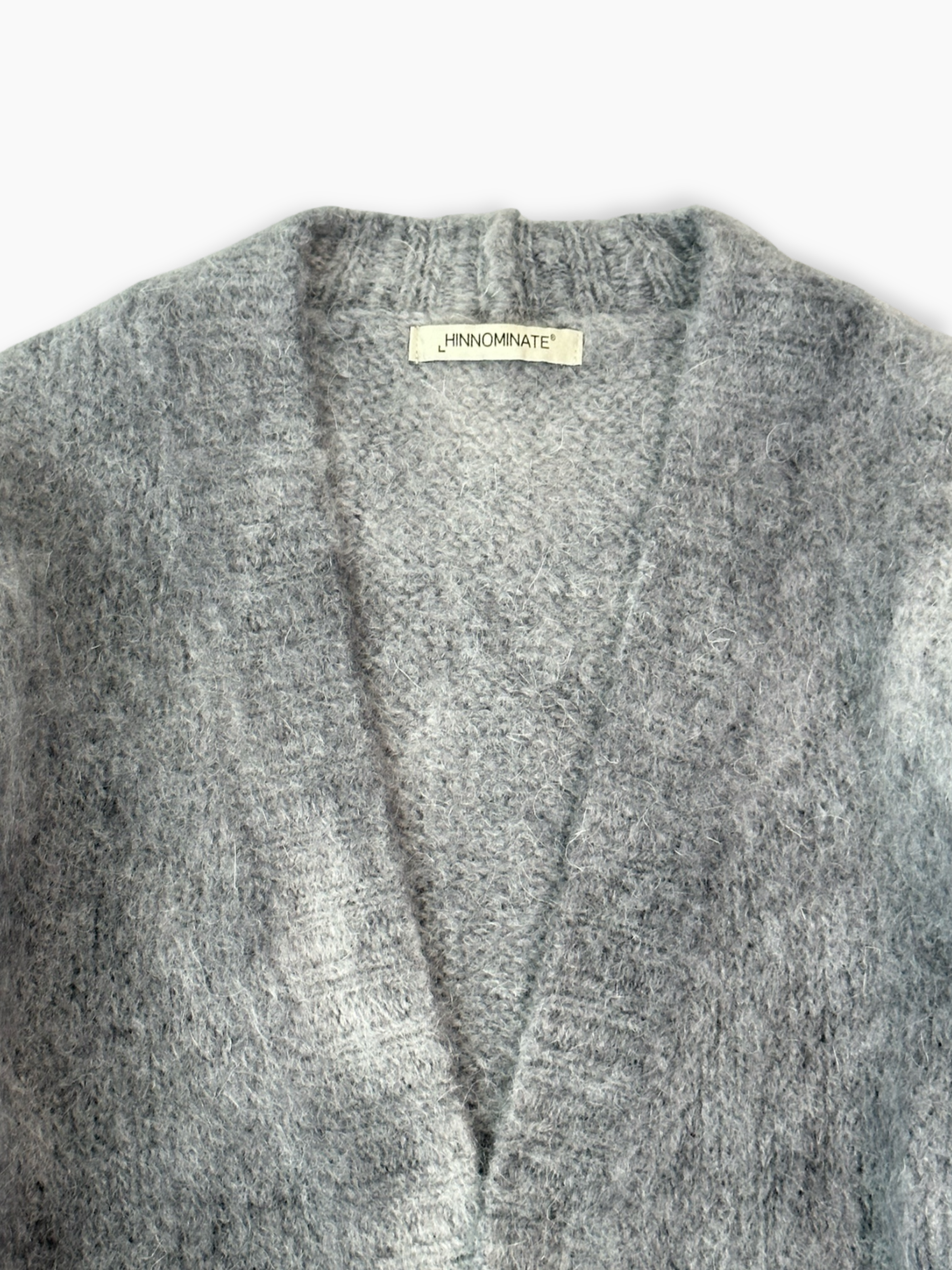 Cardigan Grigio Melange Effetto Tie-Dye In Mohair