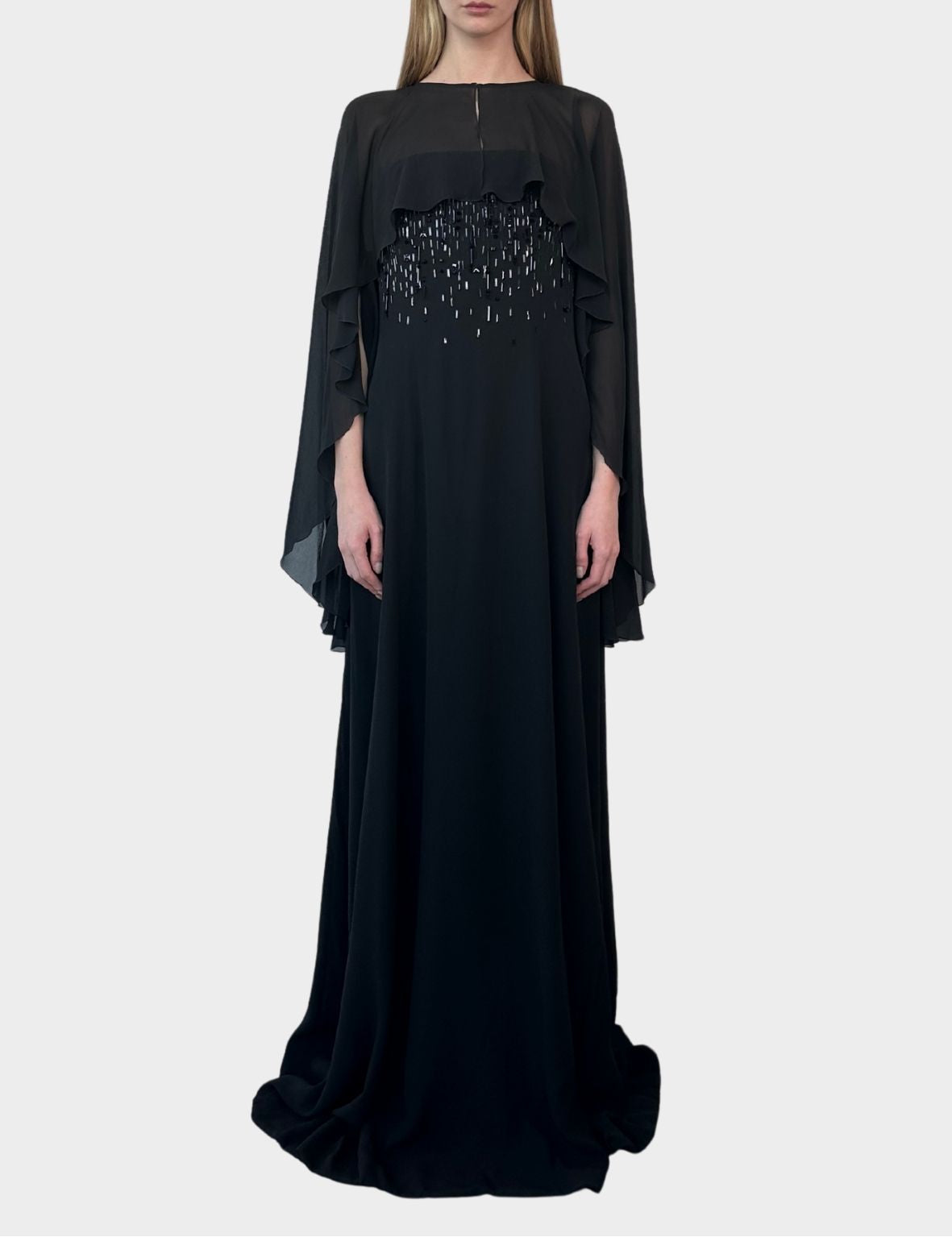 Long Silk Dress With Tone On Applications