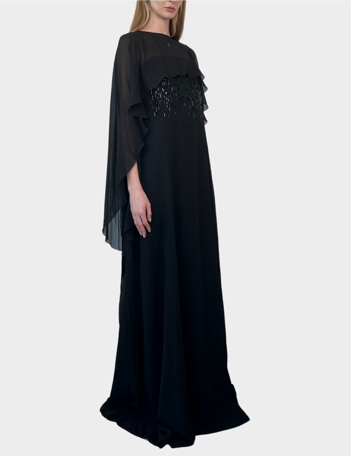 Long Silk Dress With Tone On Applications