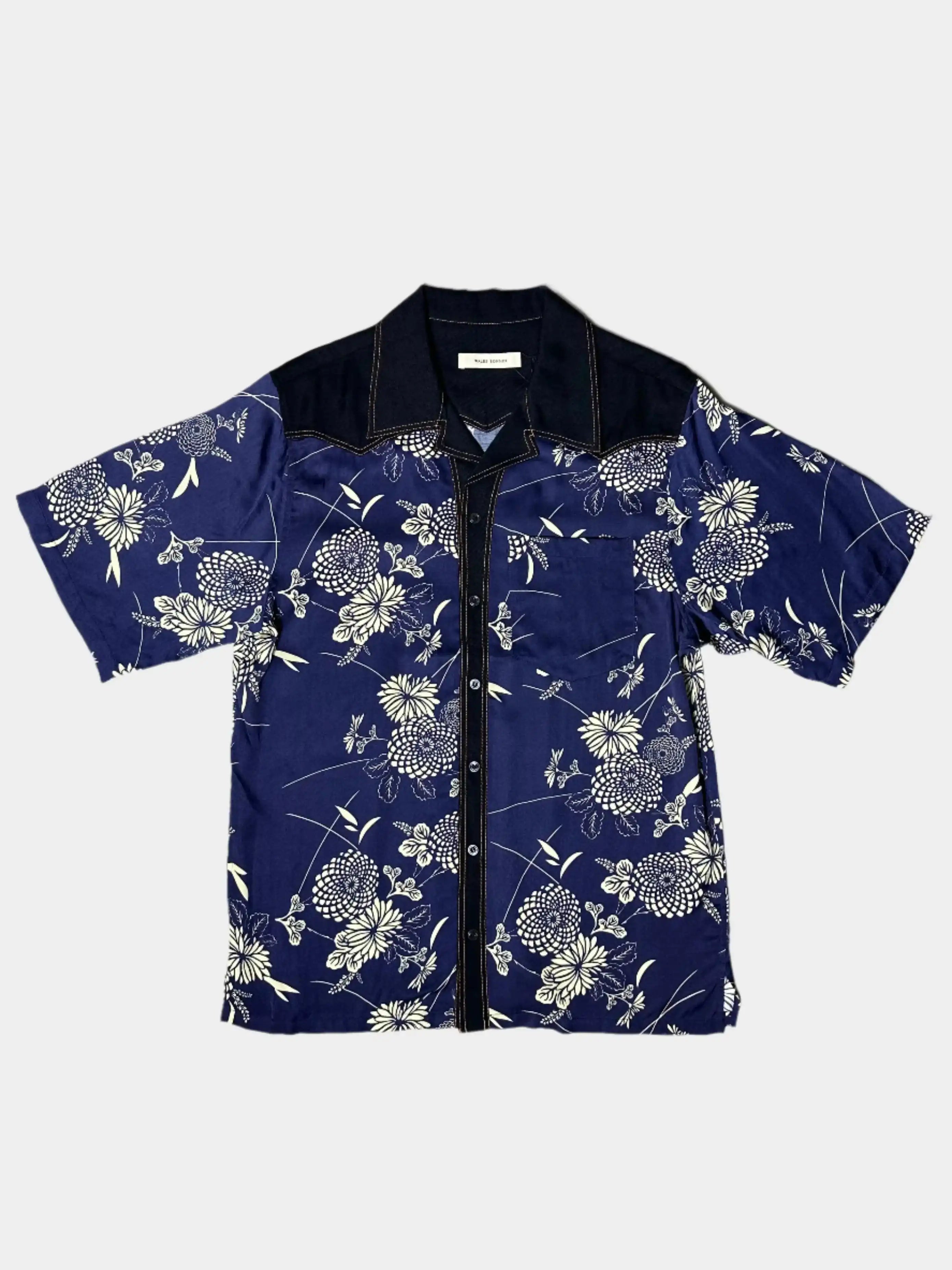 Navy Blue Floral Print Shirt