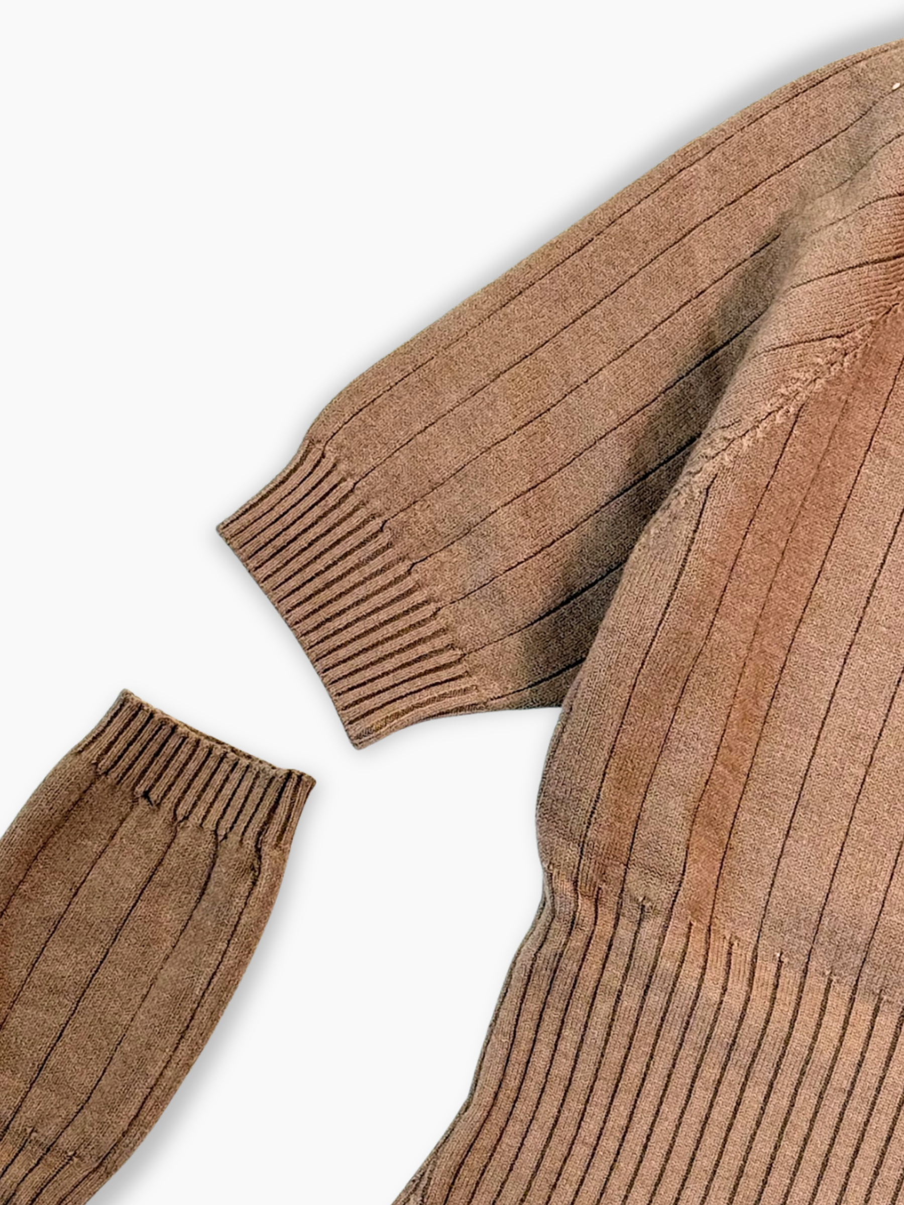 Maglia Tortora In Costina Con Manicotti Rimovibili