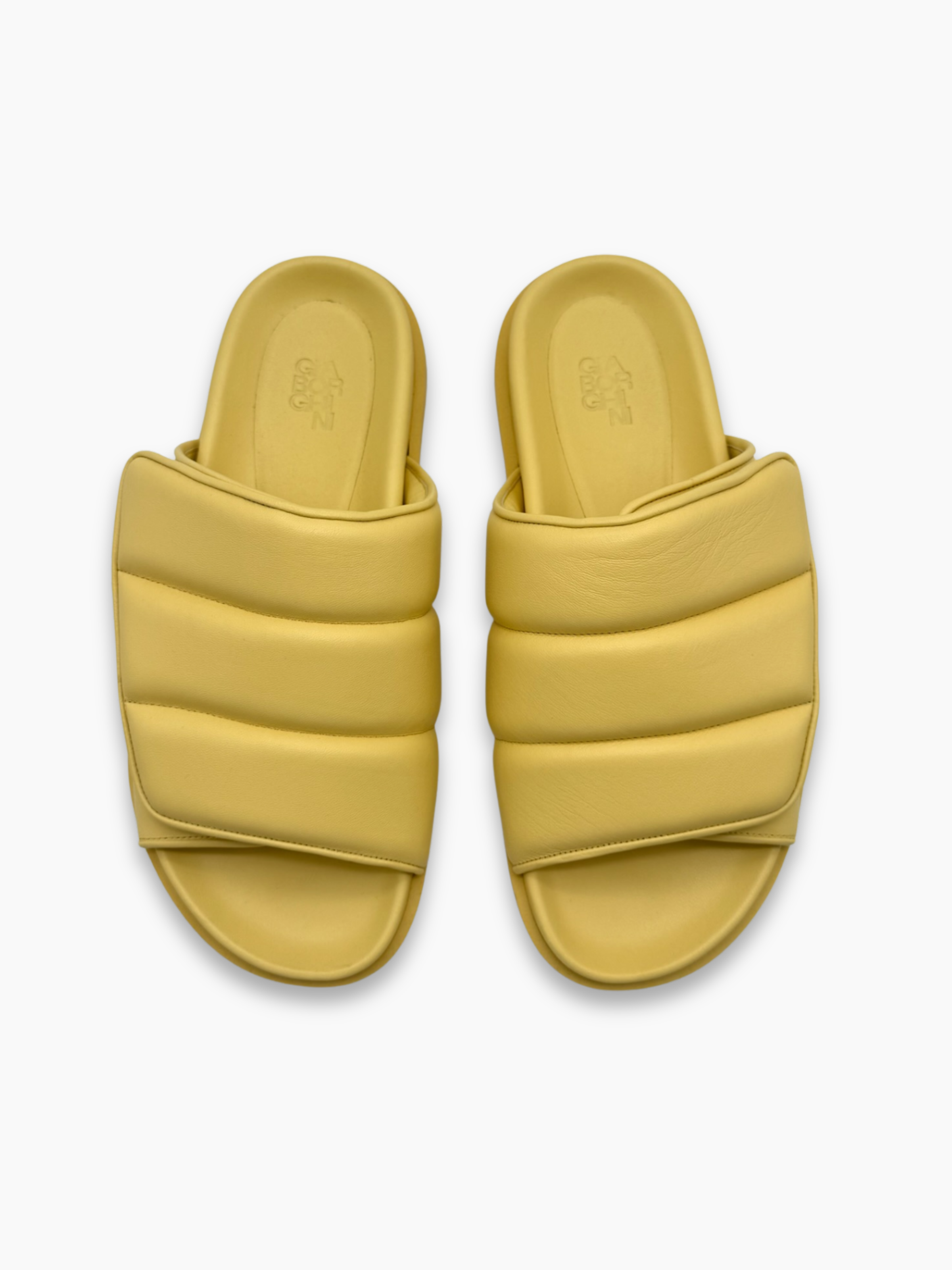 Slide Gialle In Pelle Butter