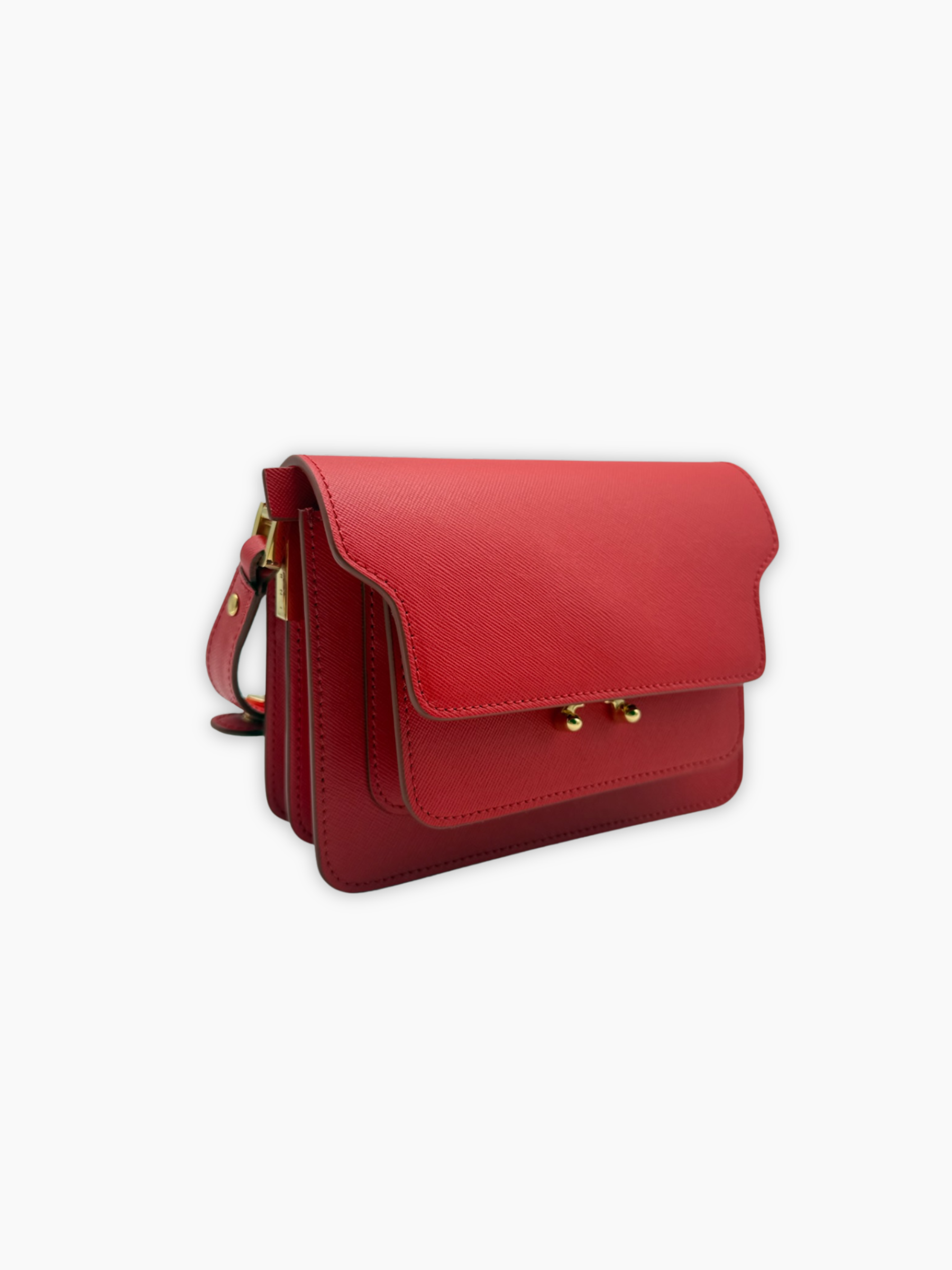 Borsa Trunk In Pelle Saffiano Rossa