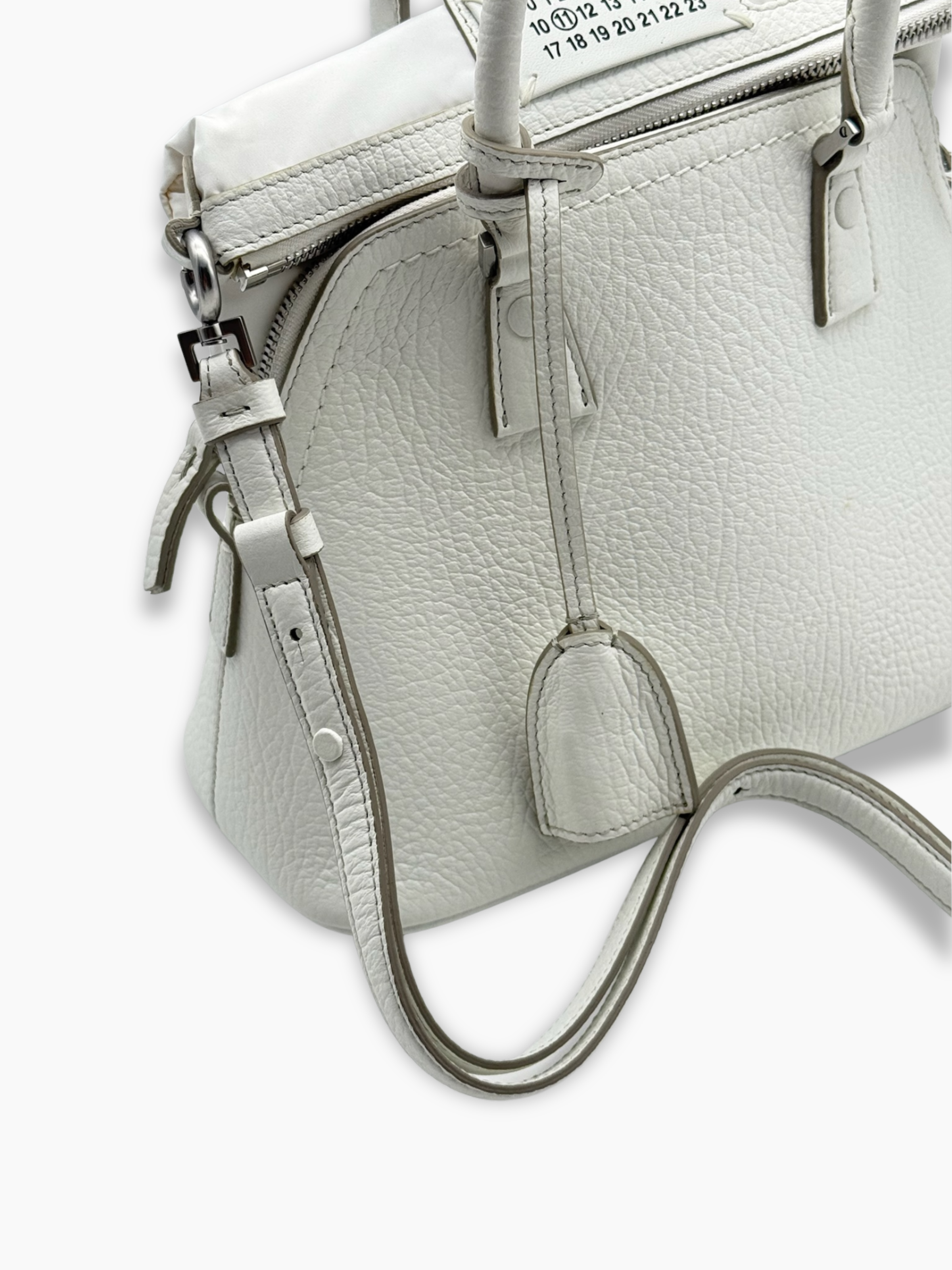 White Leather Bag with Handles