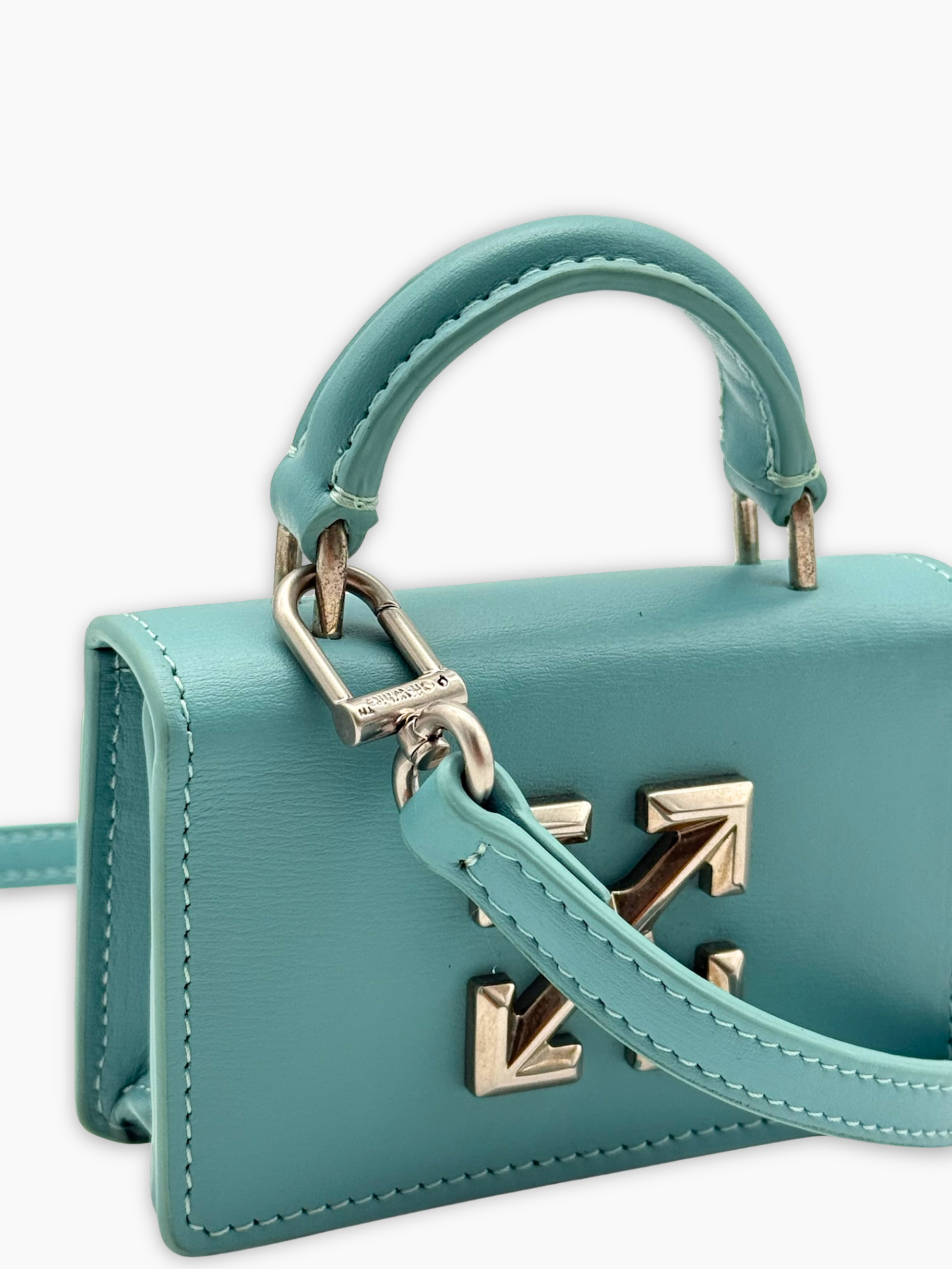 Micro Bag Azzurra Jitney Mini In Pelle