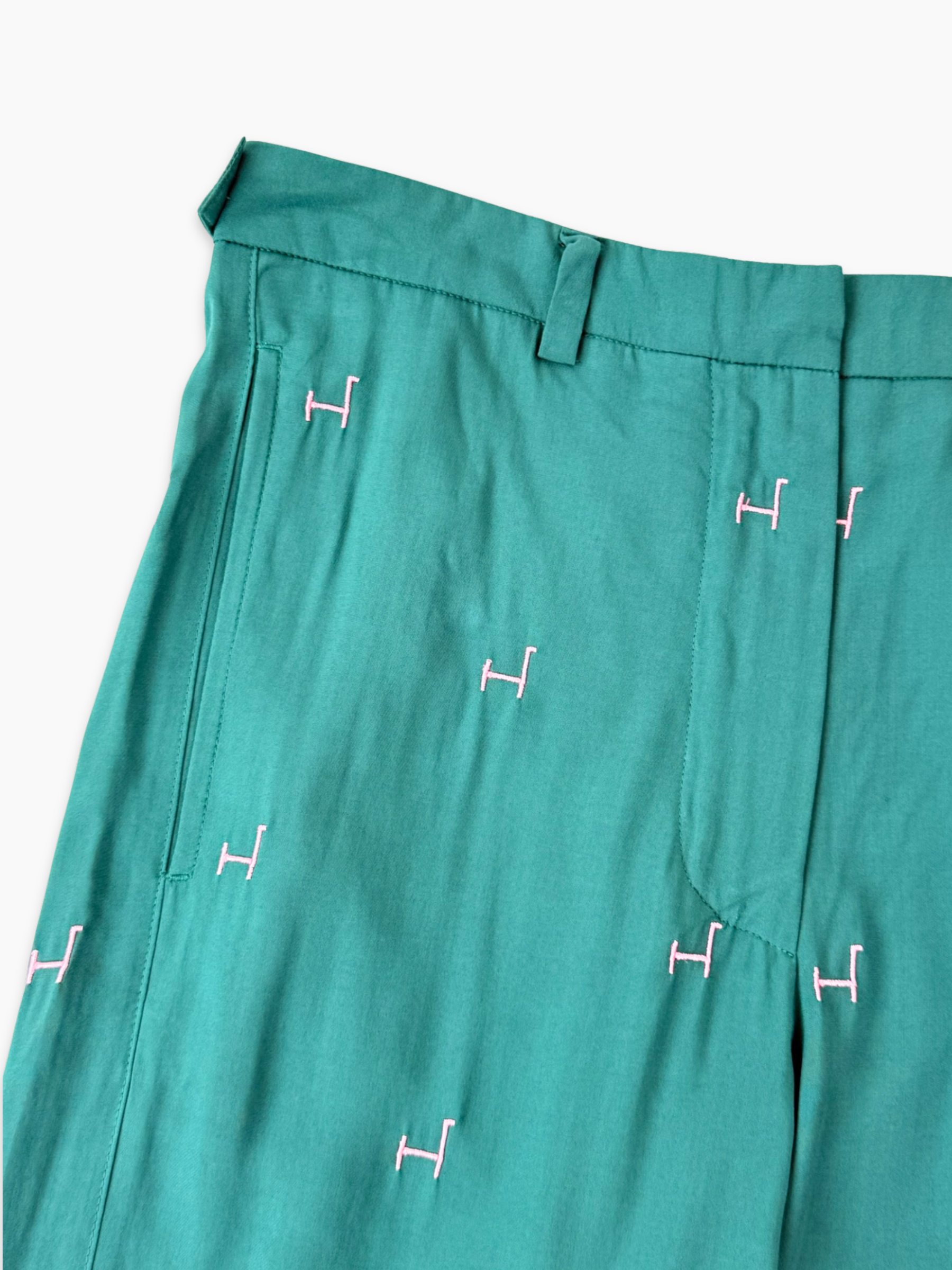 Pantaloni Verde Smeraldo Con Ricami