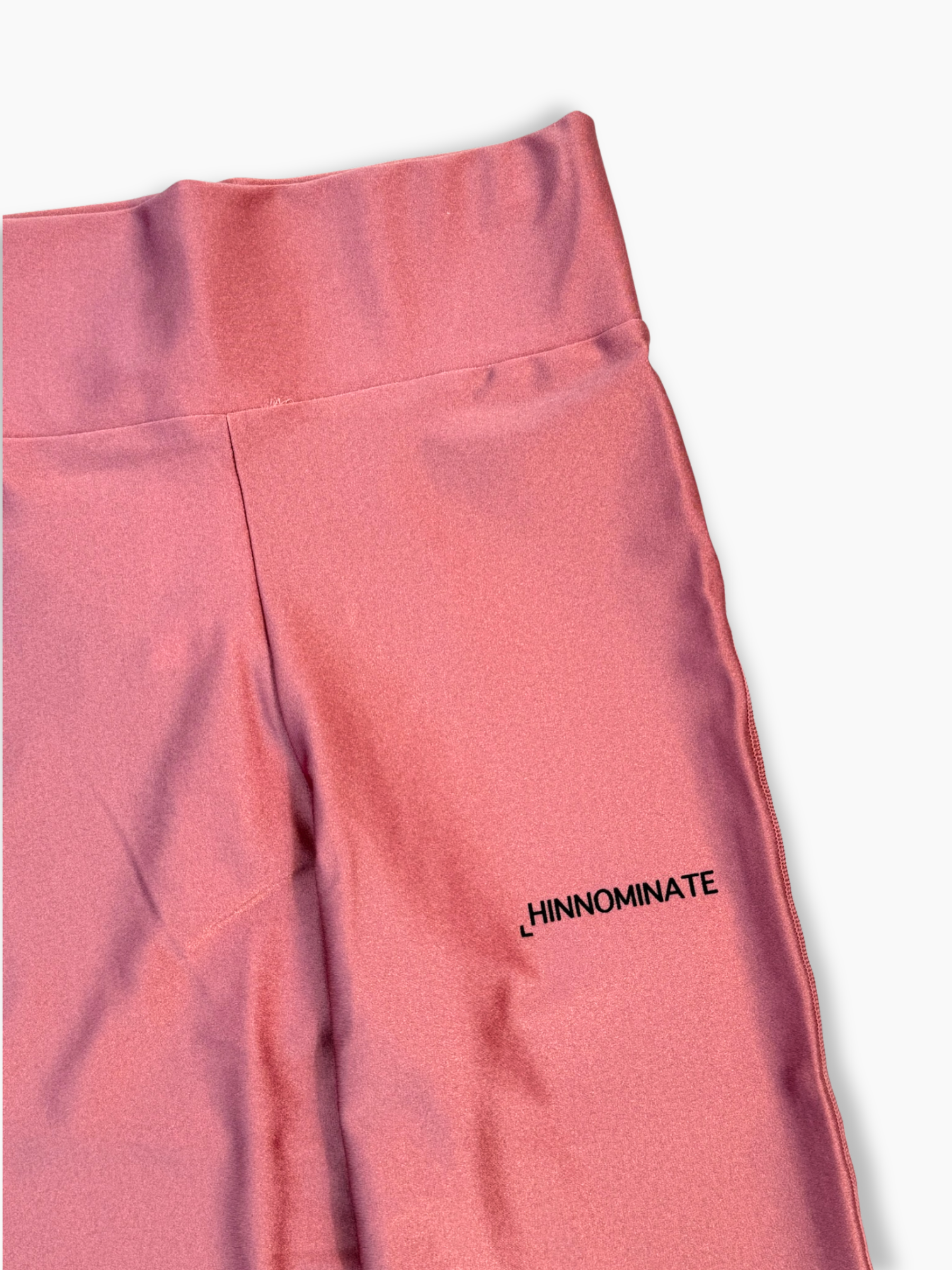 Leggings Rosa In Lycra Lucida Con Stampa Laterale