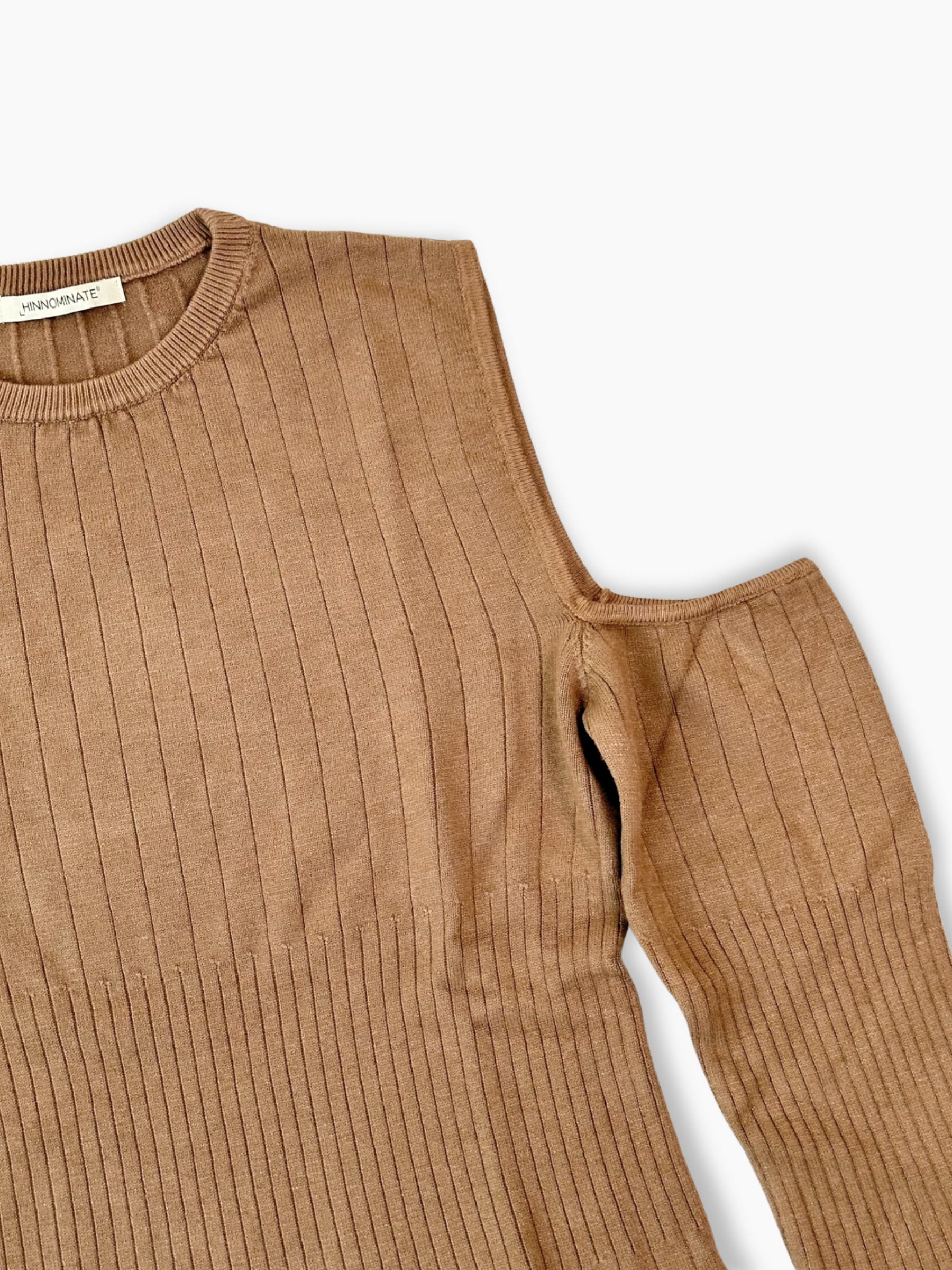 Dove Grey Ribbed Cut-Out Sweater