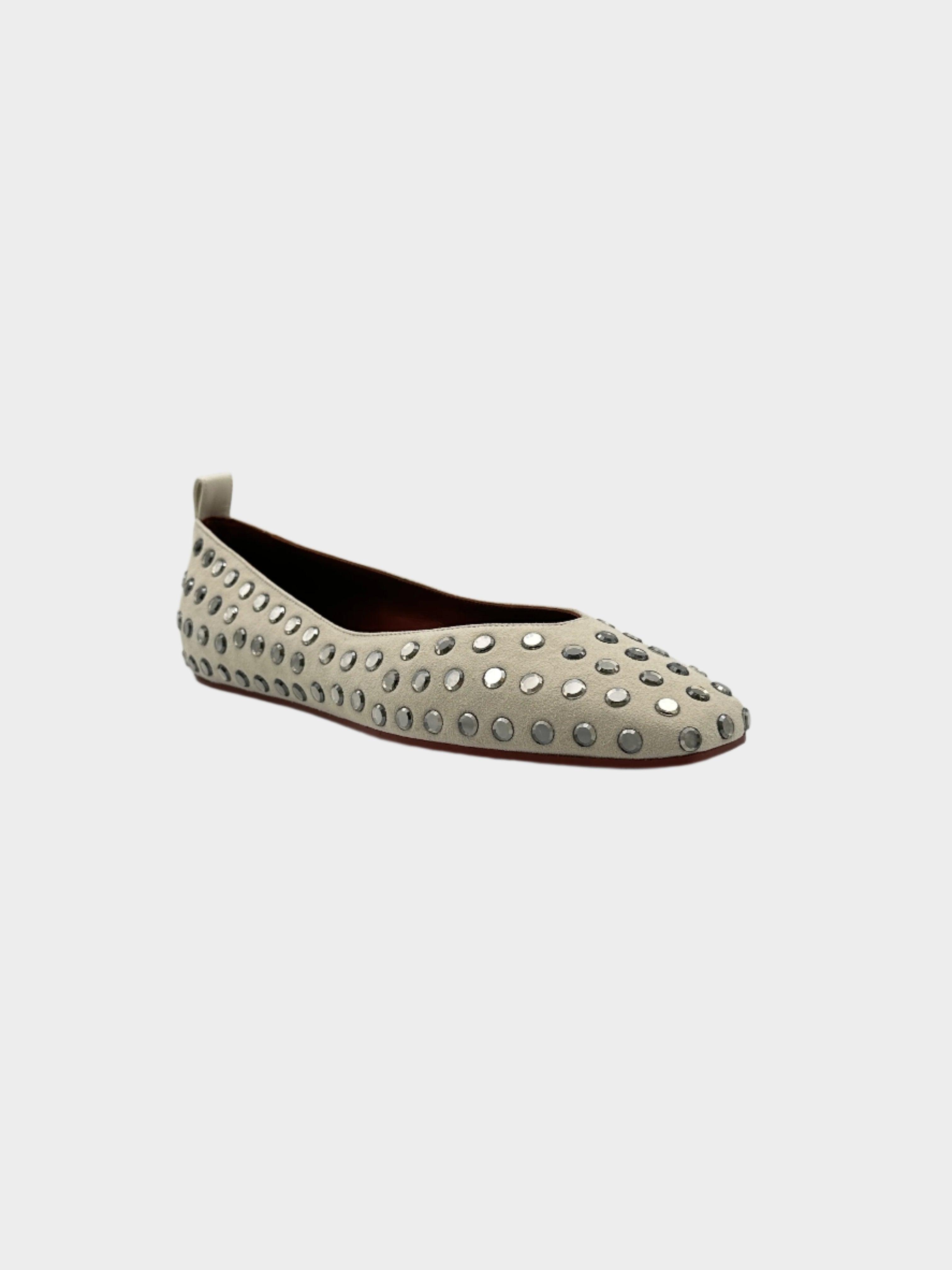 Roberta Crystal Suede Ballet Flats