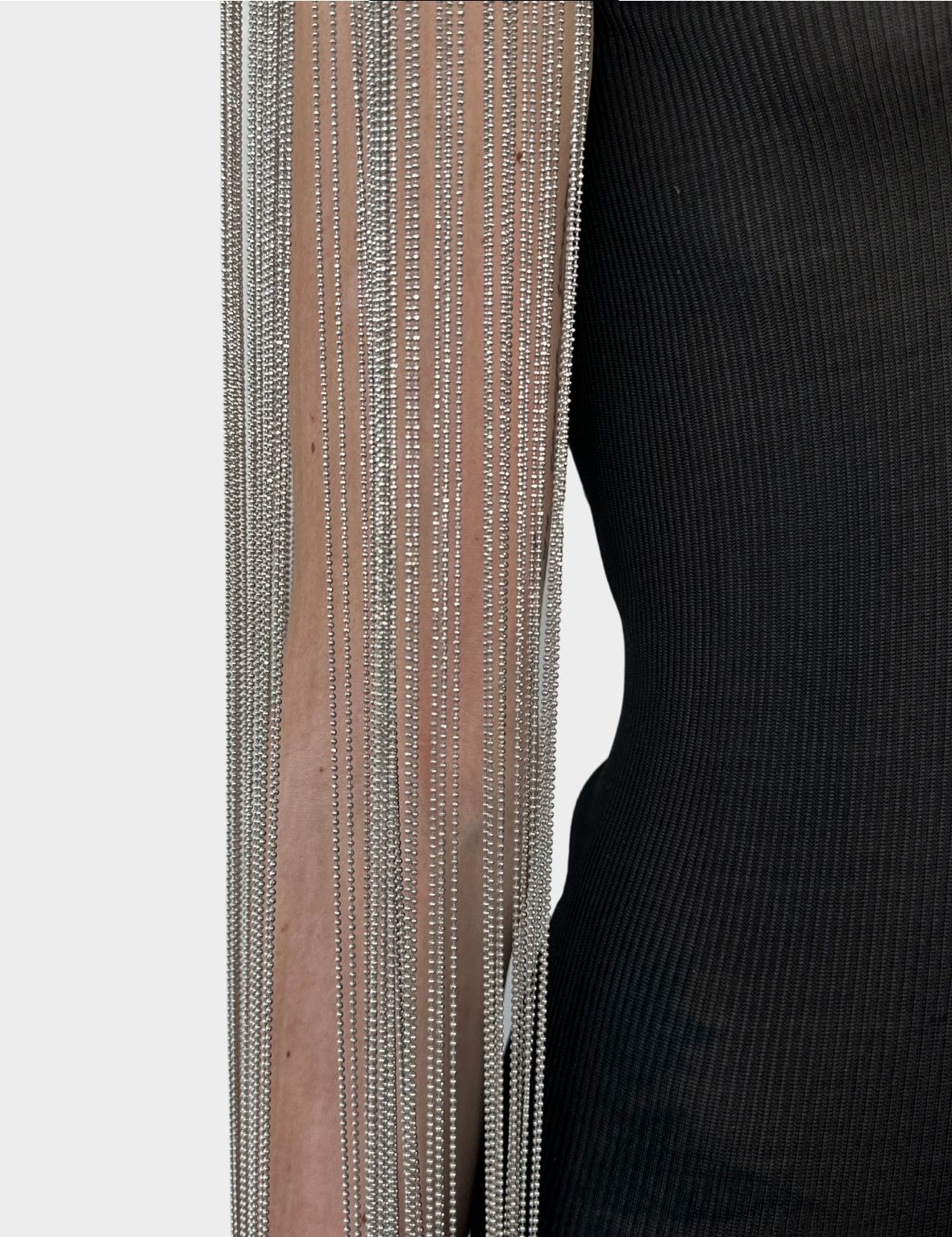 Coprispalle Gioiello In Paillettes Argento Con Frange Metalliche