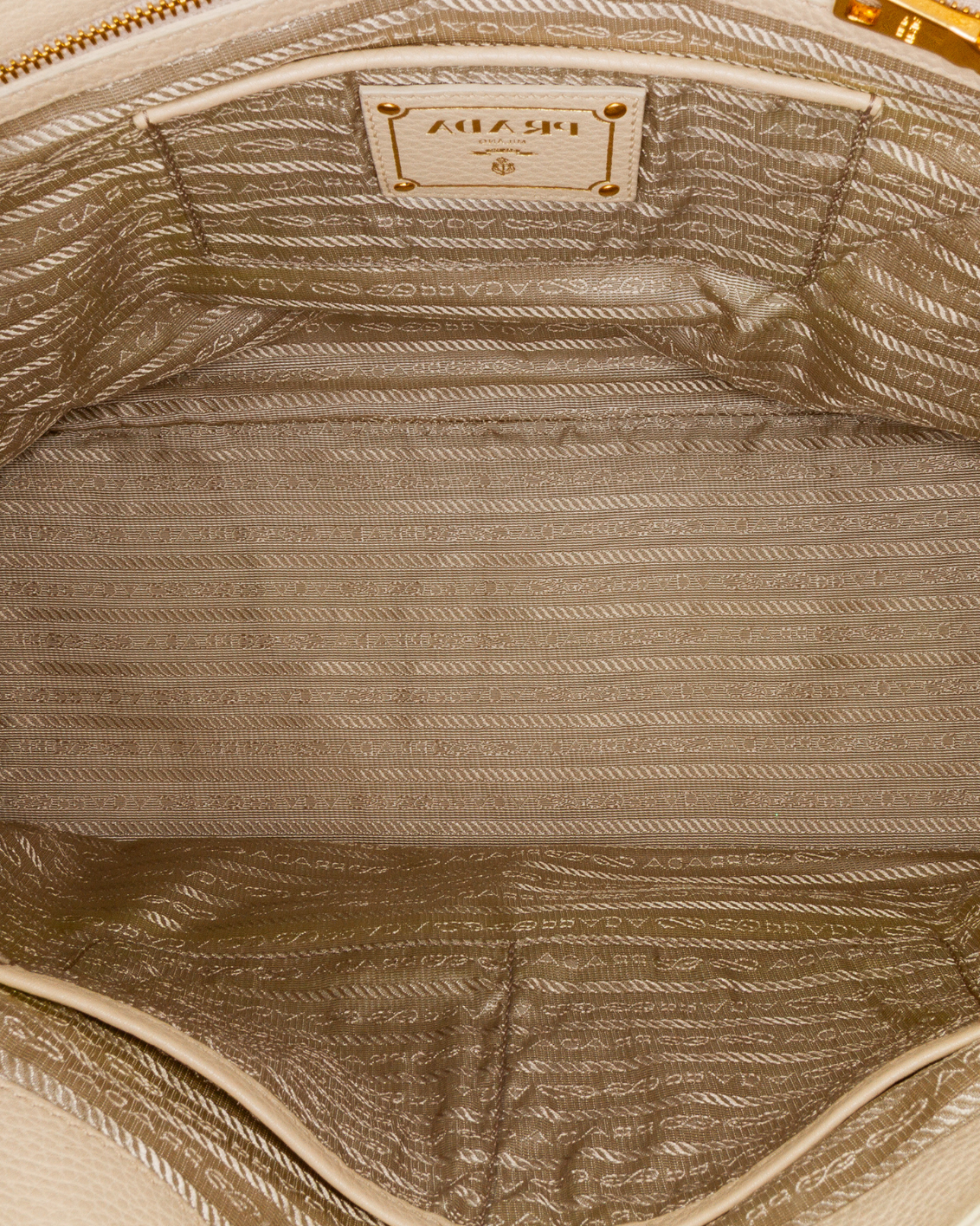 Borsa In Pelle Martellata Beige Con Manici