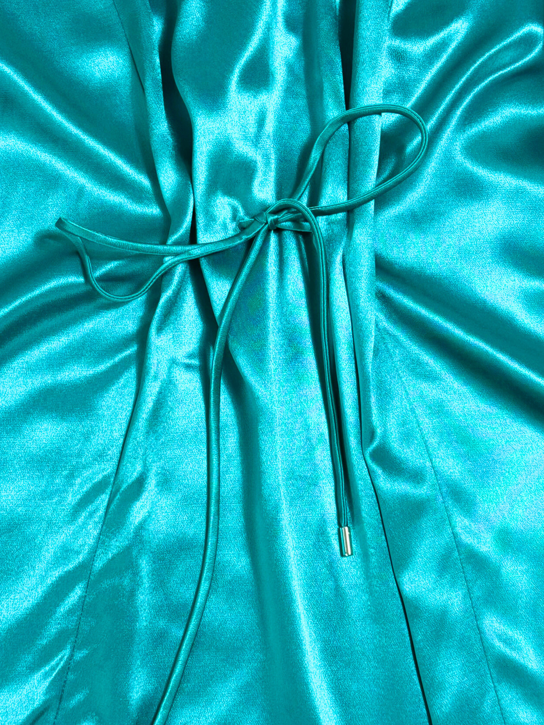 Abito Verde Smeraldo In Satin Con Cintura