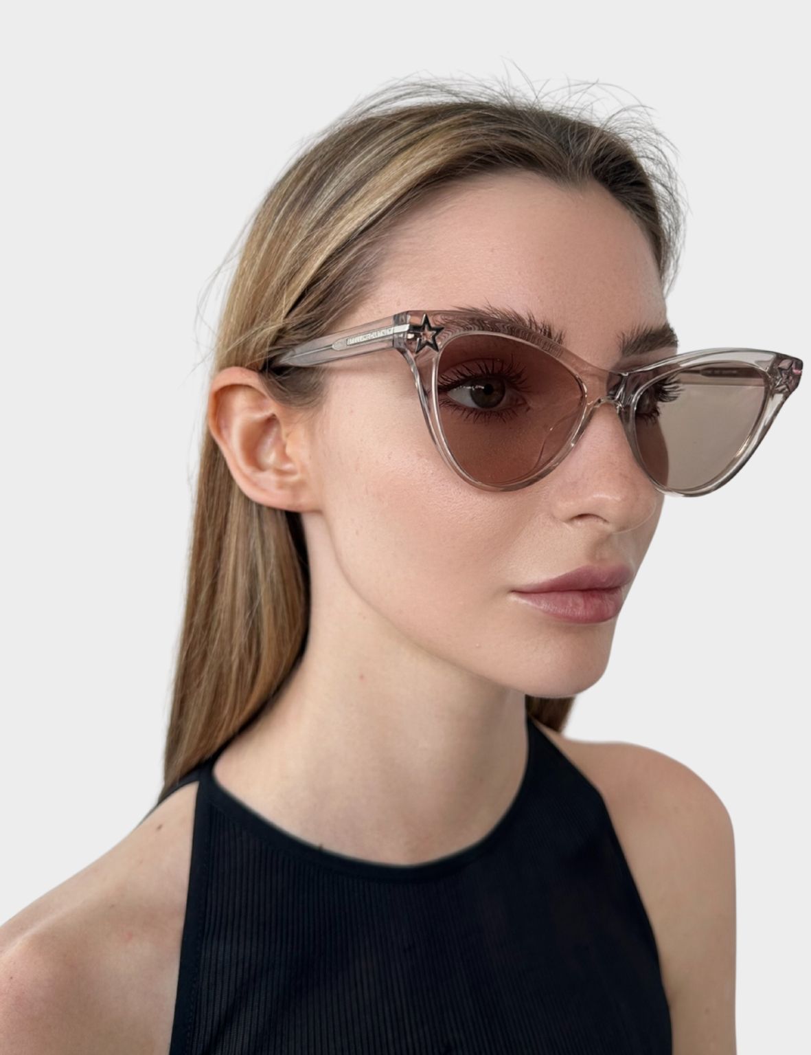 Occhiali Da Sole Cat-Eye Trasparenti Con Lenti Rosa E Dettaglio Stella