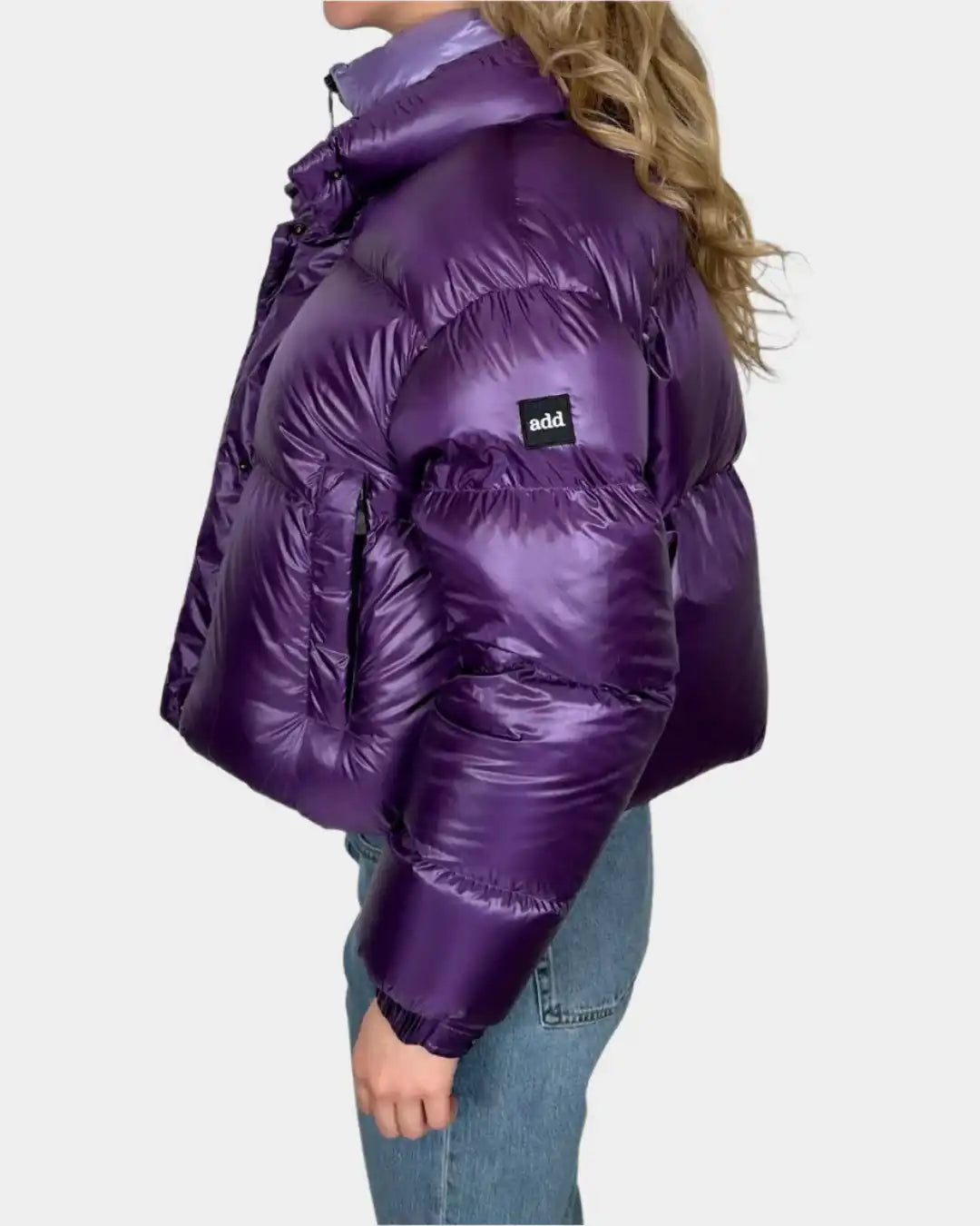 Piumino corto viola