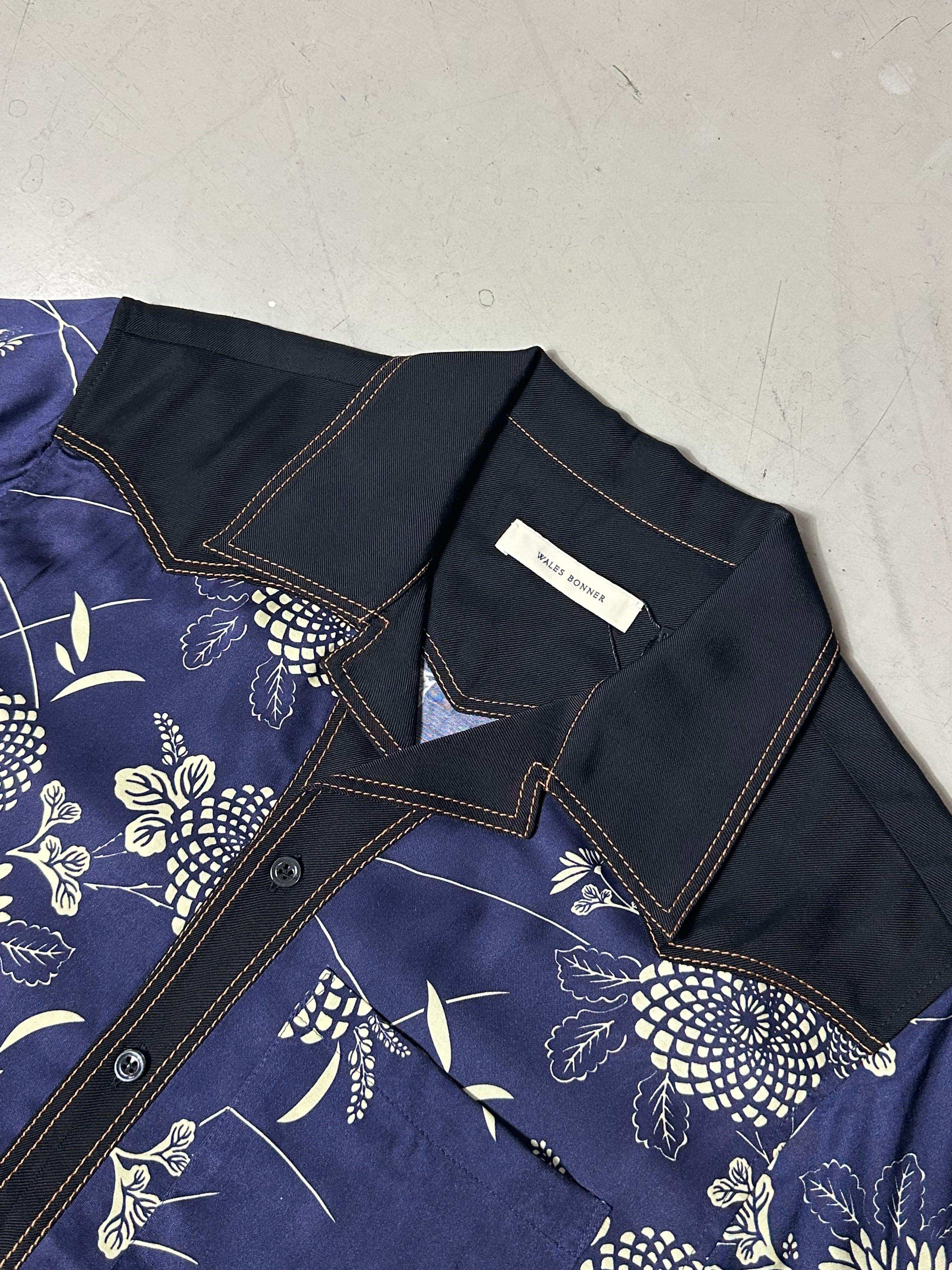 Navy Blue Floral Print Shirt