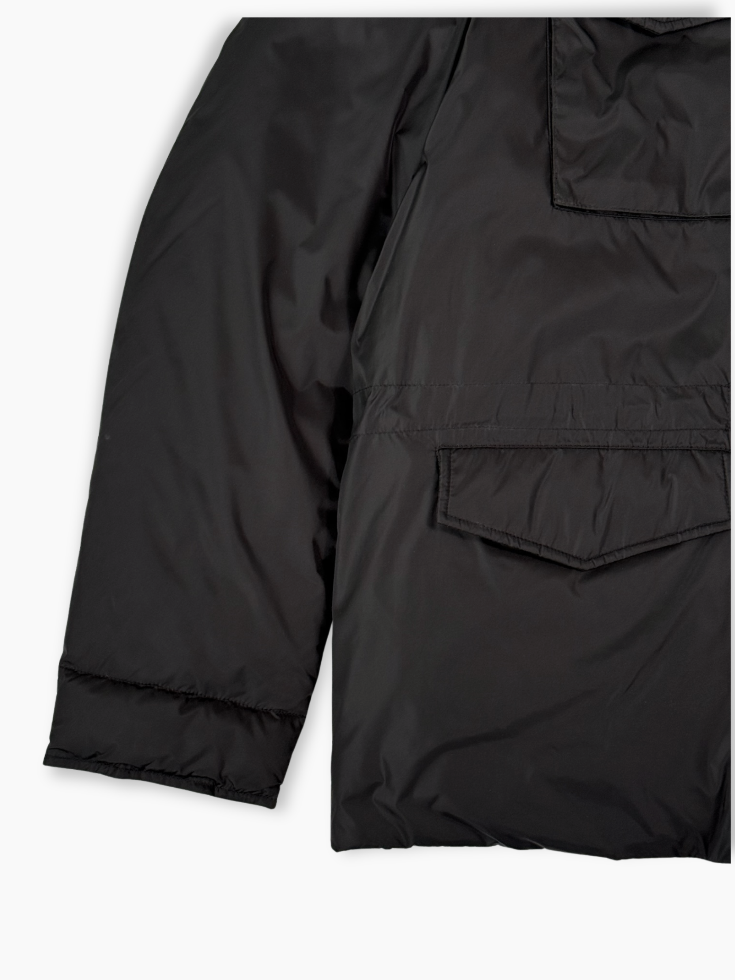 Black Jacket With Patch Pockets And High Collar