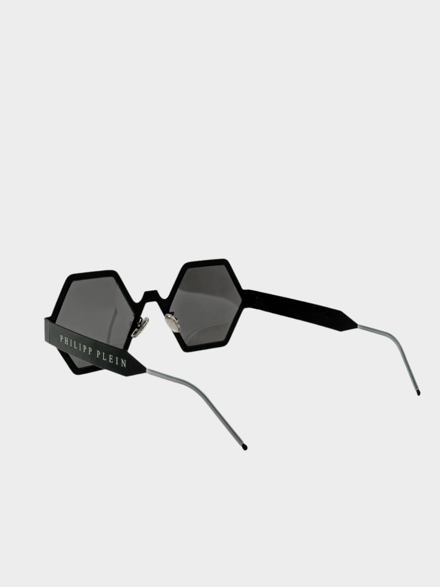 Black Hexagonal Glasses With Gray Lenses