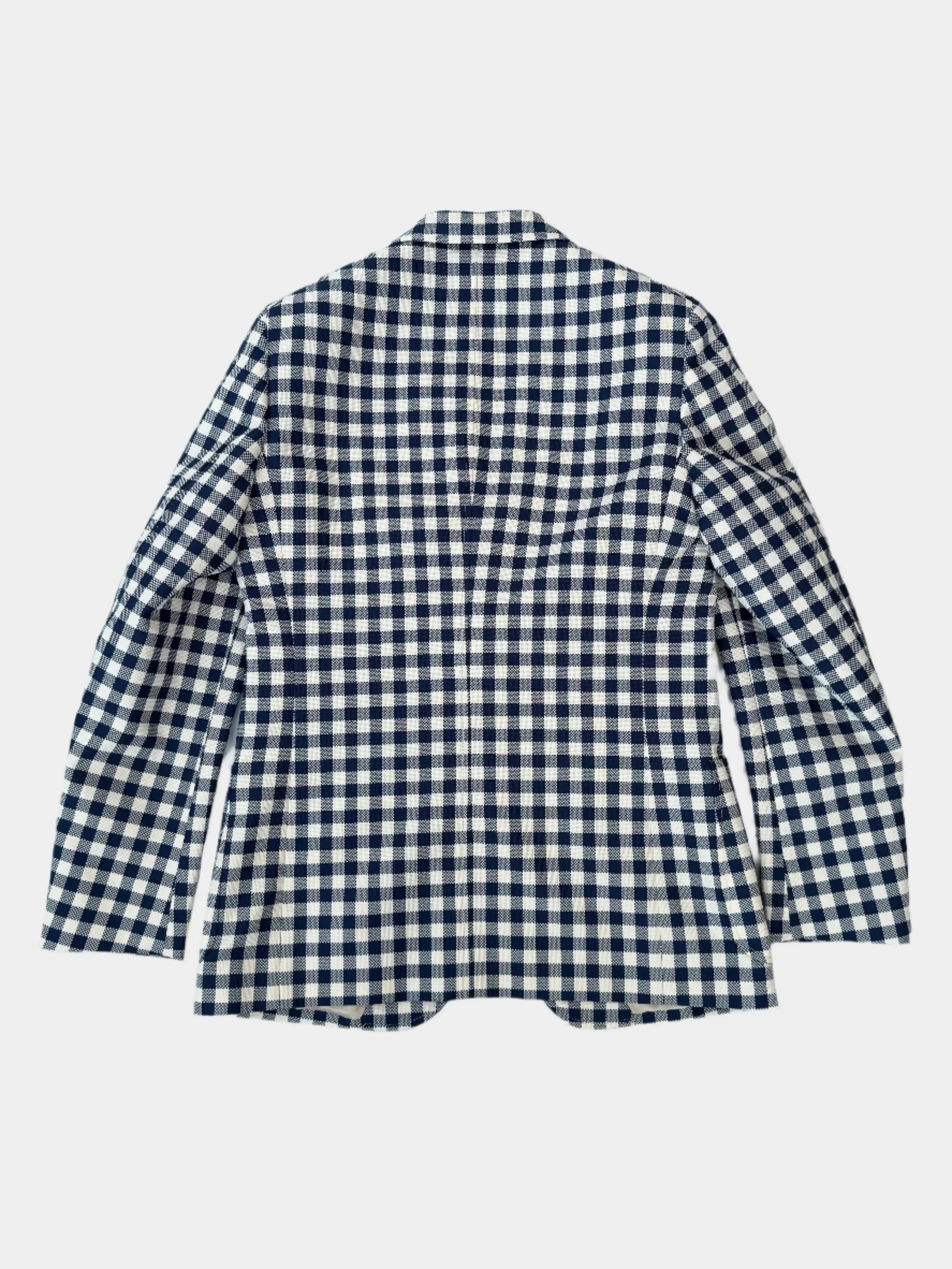 Double Breasted Checked Blazer With Patch