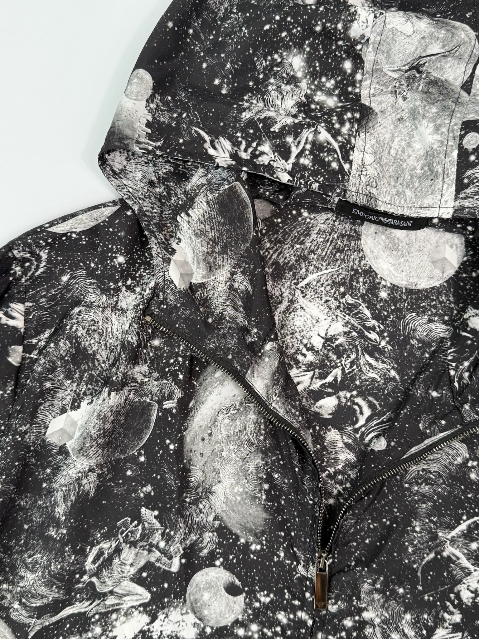 Lightweight Waterproof Jacket With Hood And Galactic Print