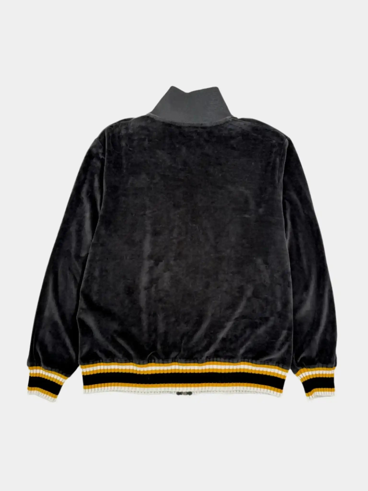 Giacca In Velluto Nera Con Righe Gialle Palm Angels