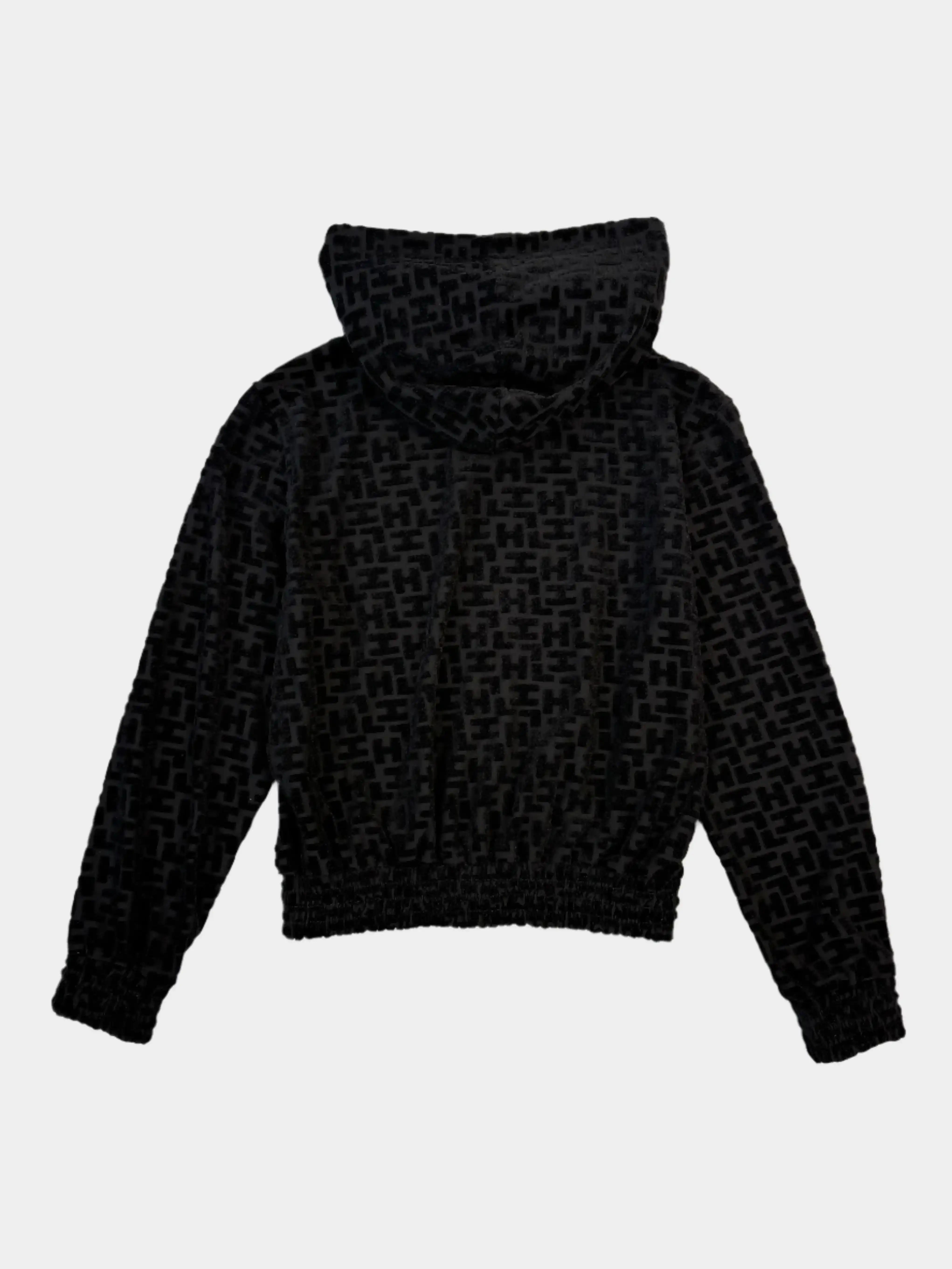 Felpa Nera In Velluto Monogram