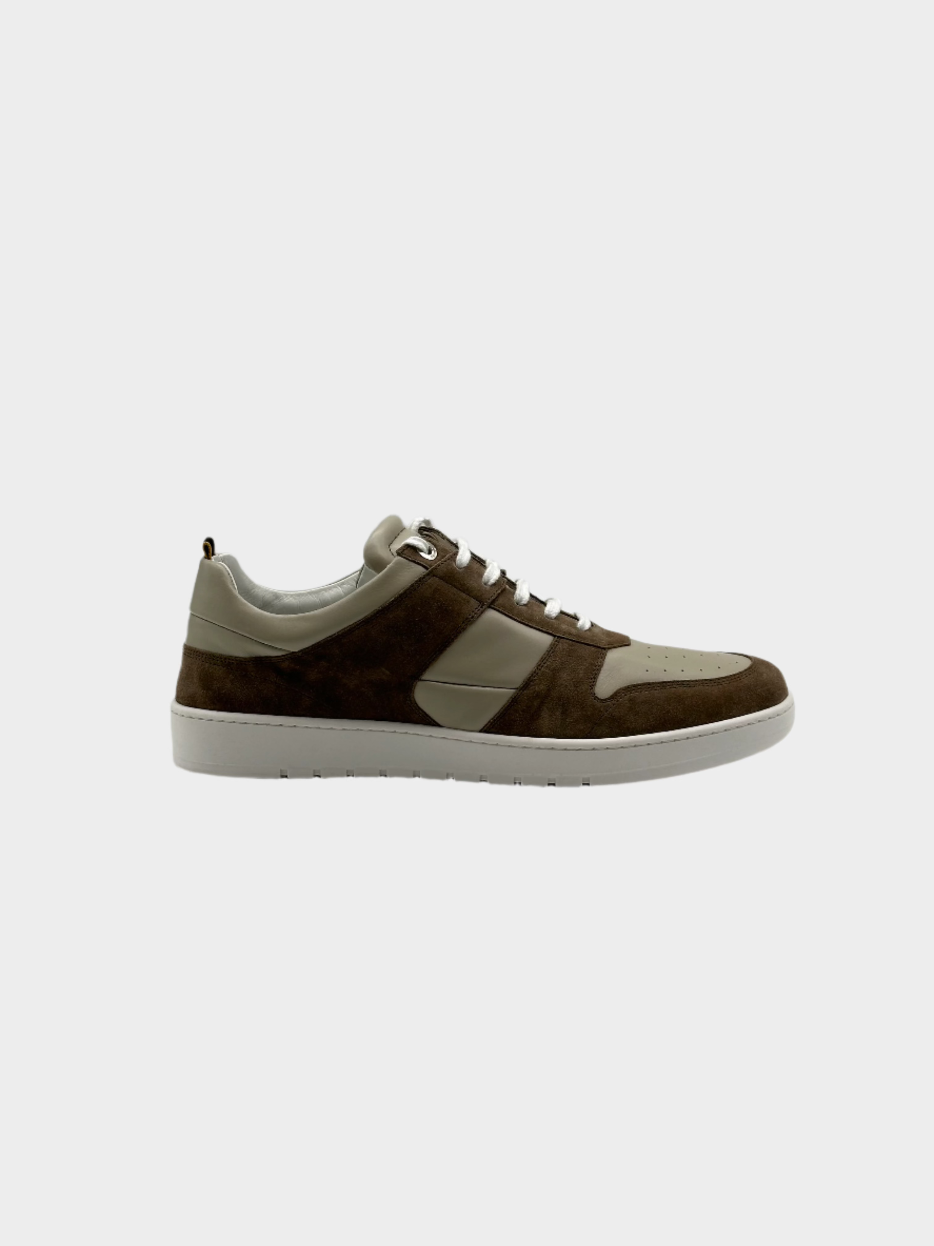Sneakers in Pelle Scamosciata Marrone e Beige
