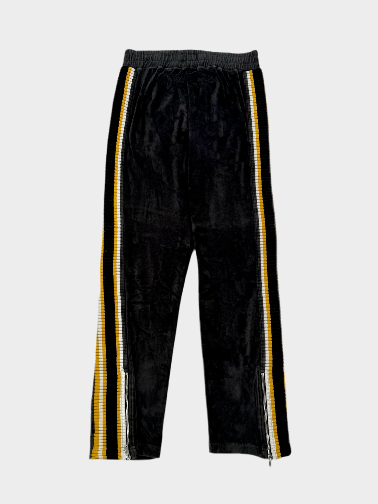 Grey Velvet Effect Tracksuit Pants With Side Stripes
