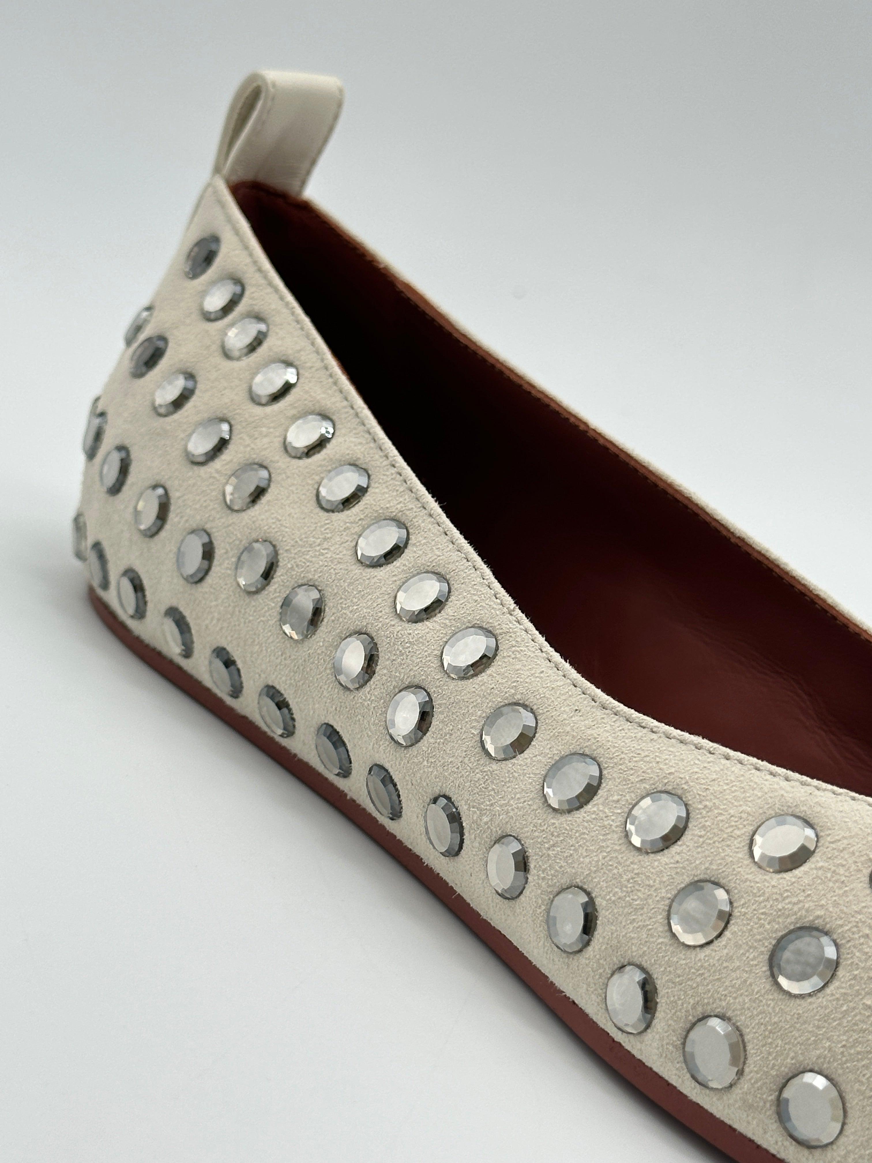 Roberta Crystal Suede Ballet Flats