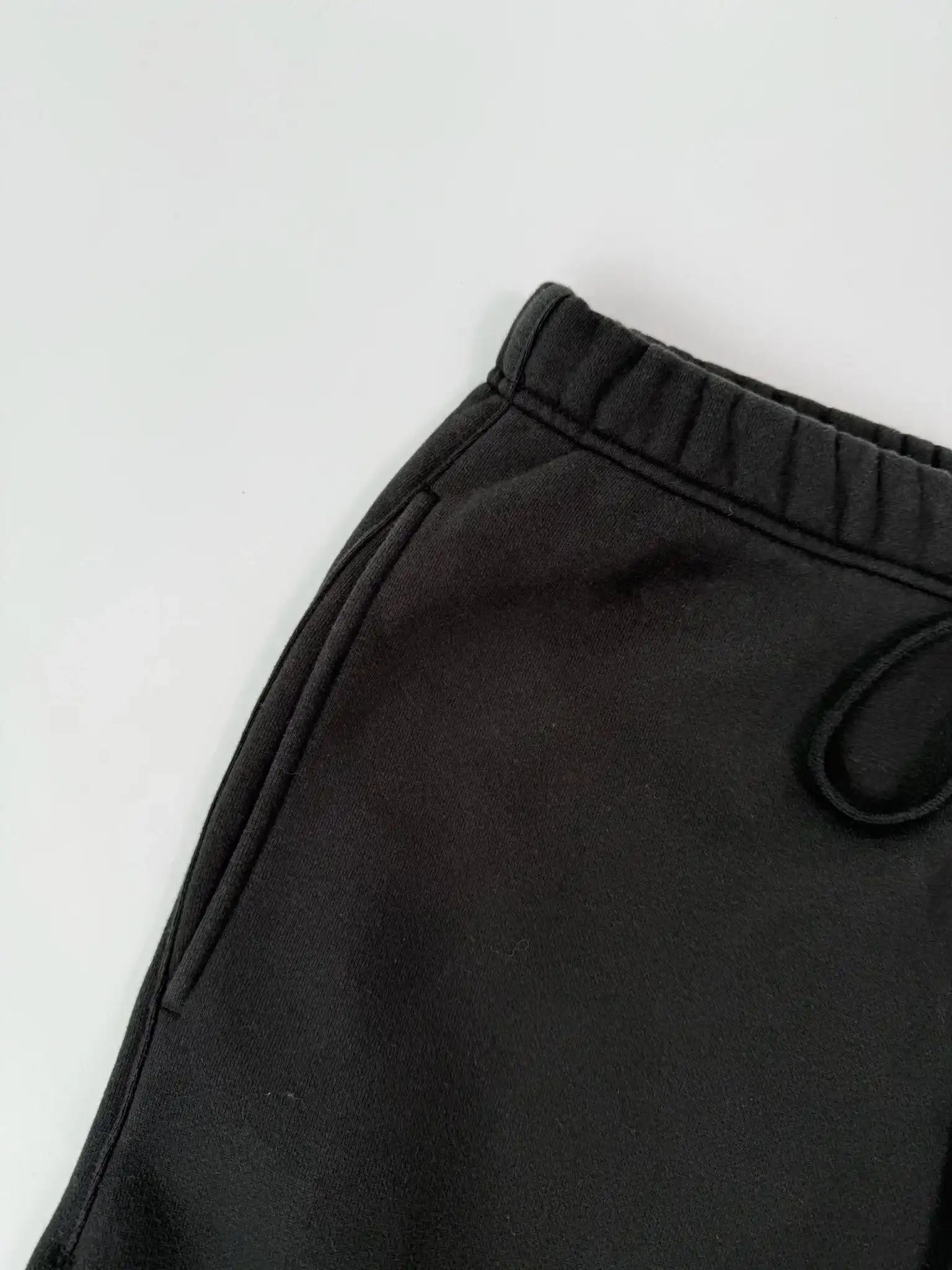 Essentials Black Fleece Pants With Embroidered Logo