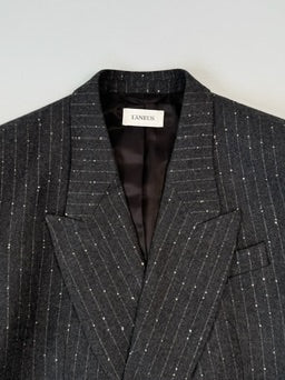 Blazer Doppiopetto Gessato Con Filato Brillante