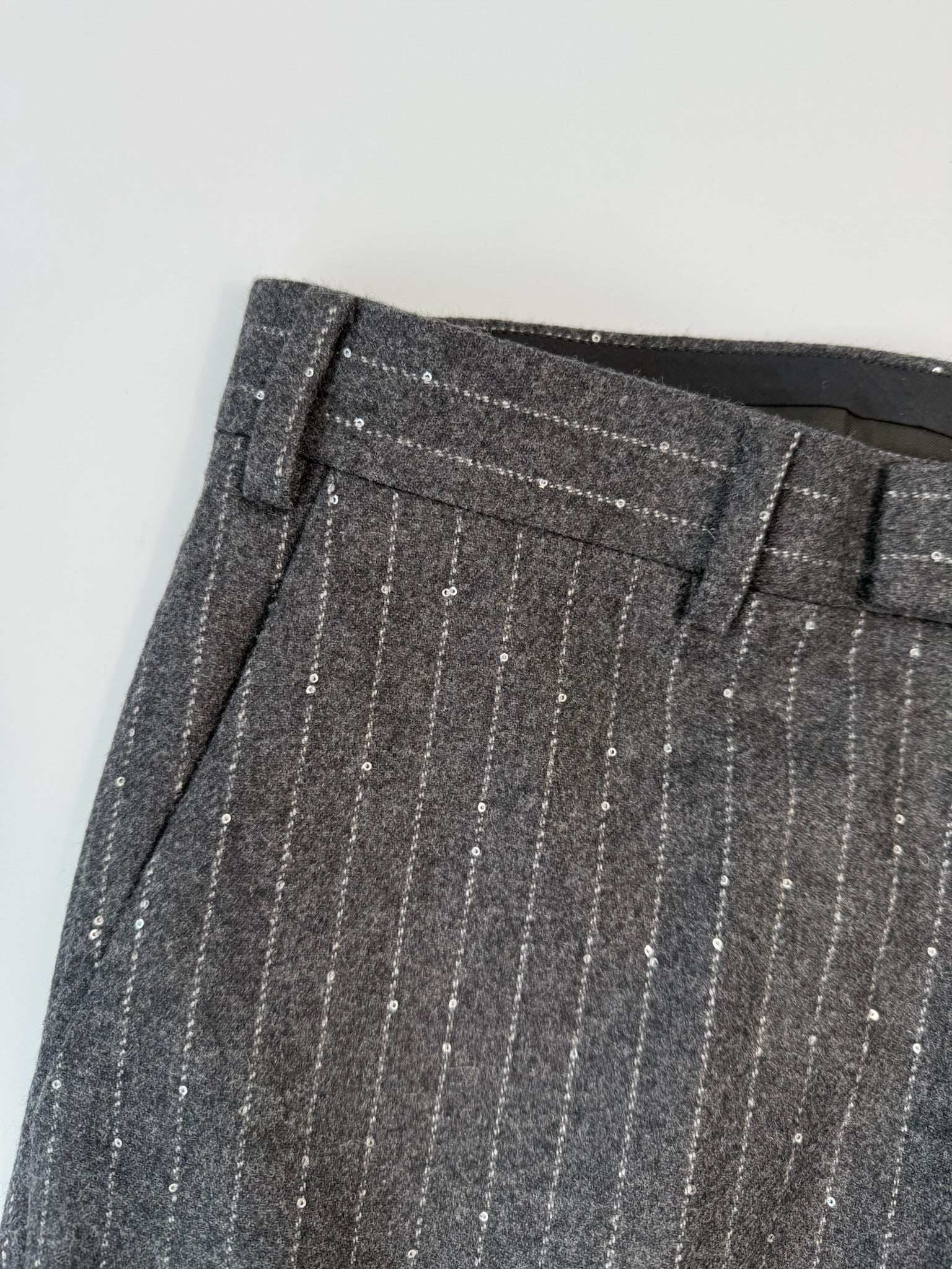 Pantaloni Gessati Con Filato Brillante