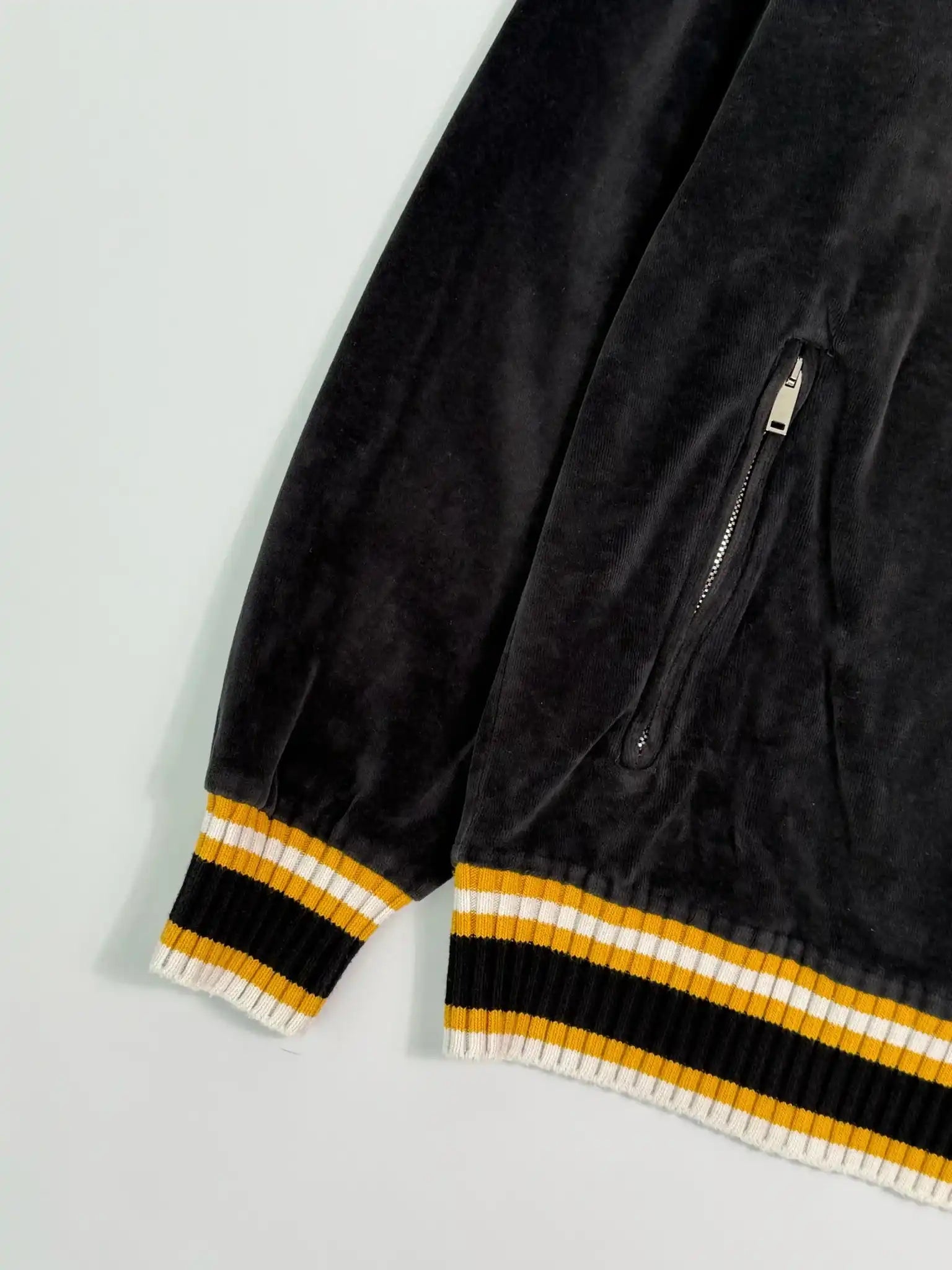 Giacca In Velluto Nera Con Righe Gialle Palm Angels