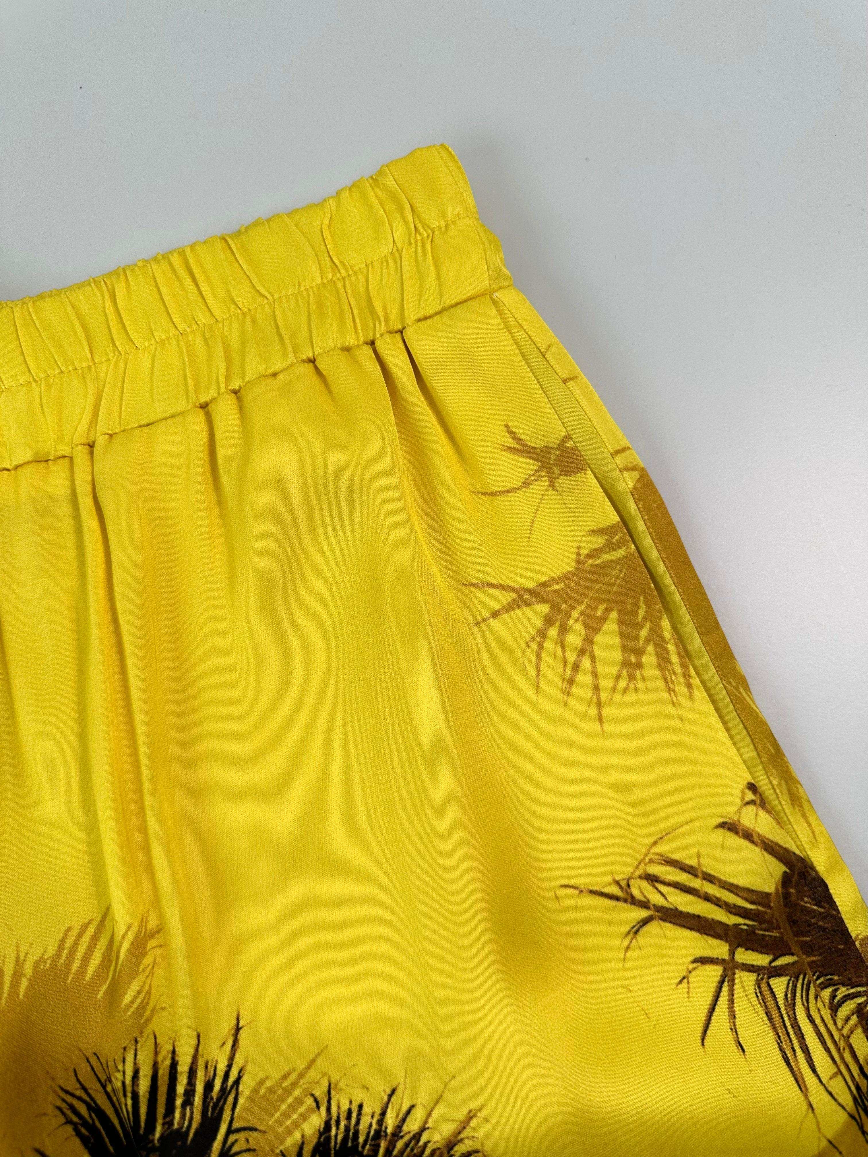 Pantaloni Gialli Con Stampa Palme