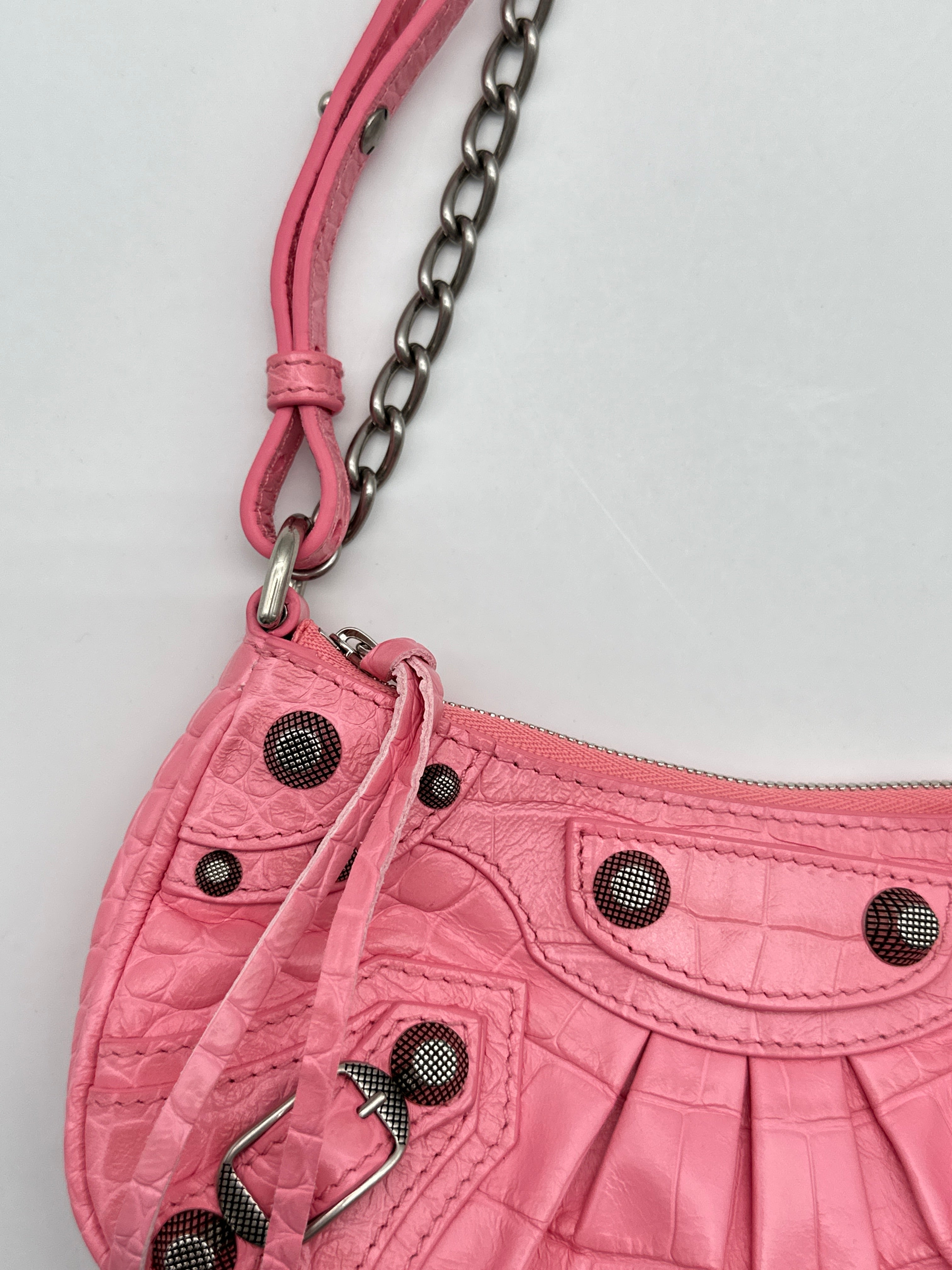 Borsa Le Cagole Mini Purse Rosa Con Tracolla E Catena
