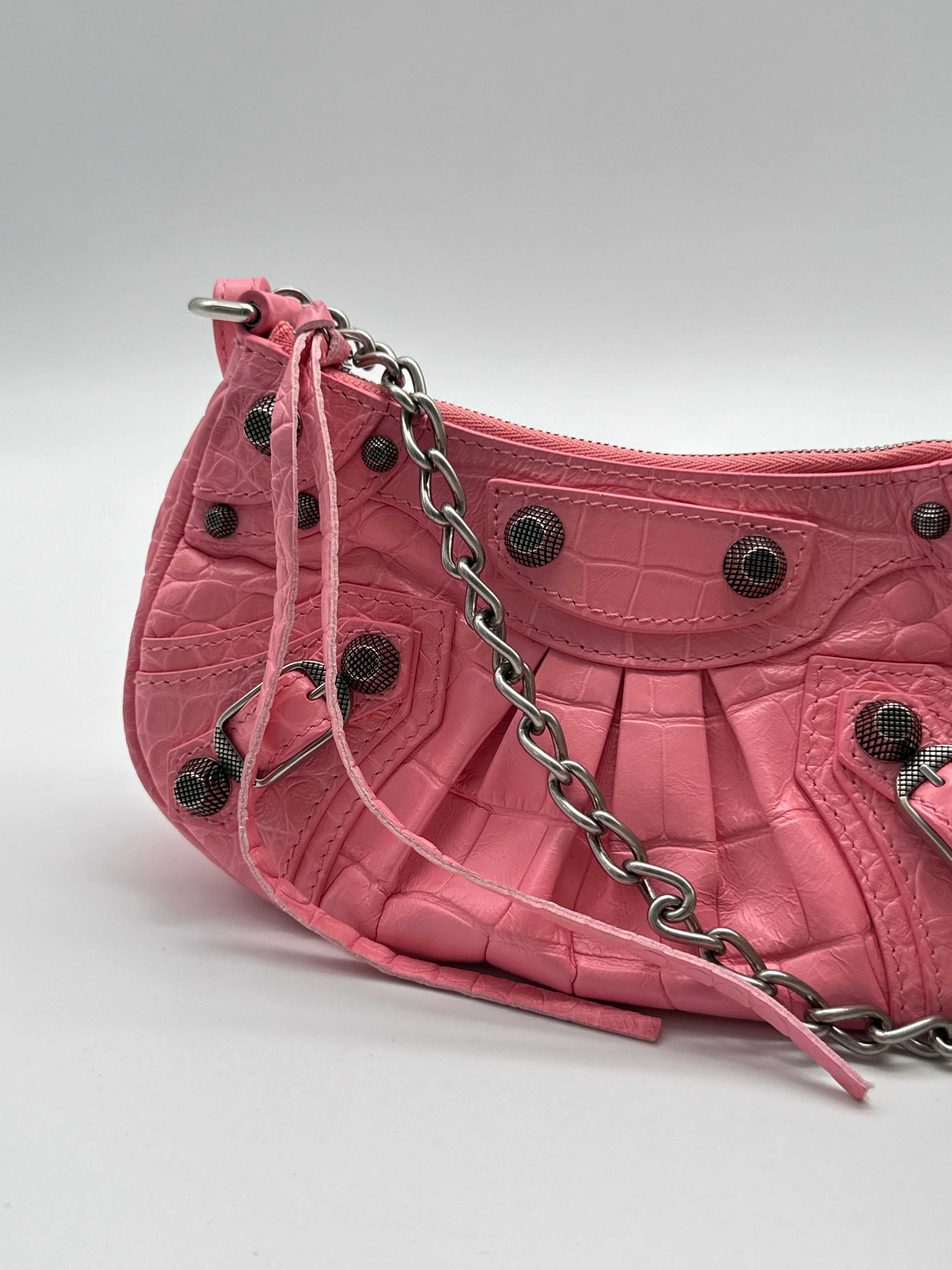 Borsa Le Cagole Mini Purse Rosa Con Tracolla E Catena